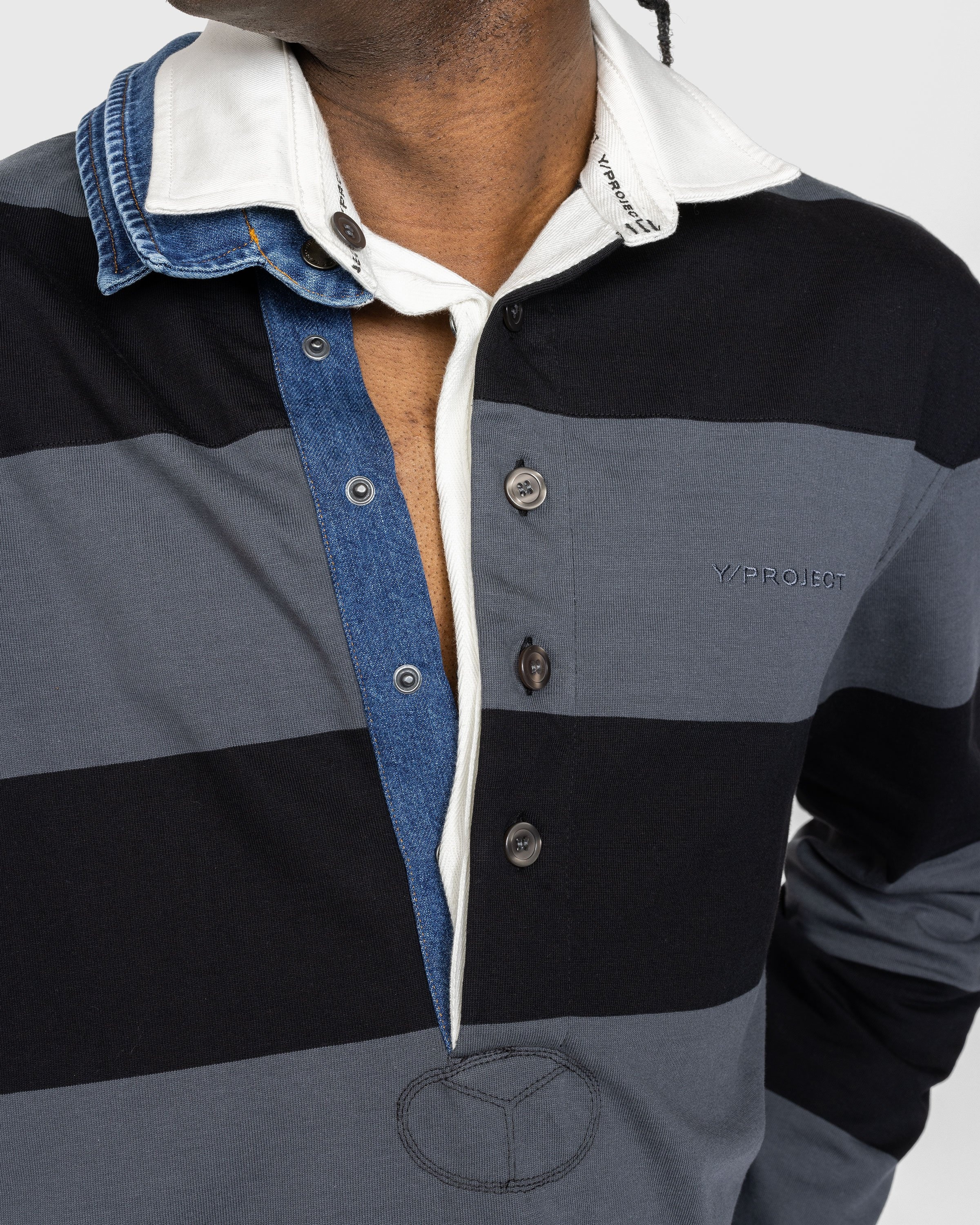 Y/Project – Triple Collar Rugby Polo Black/Grey - Shirts - Grey - Image 4