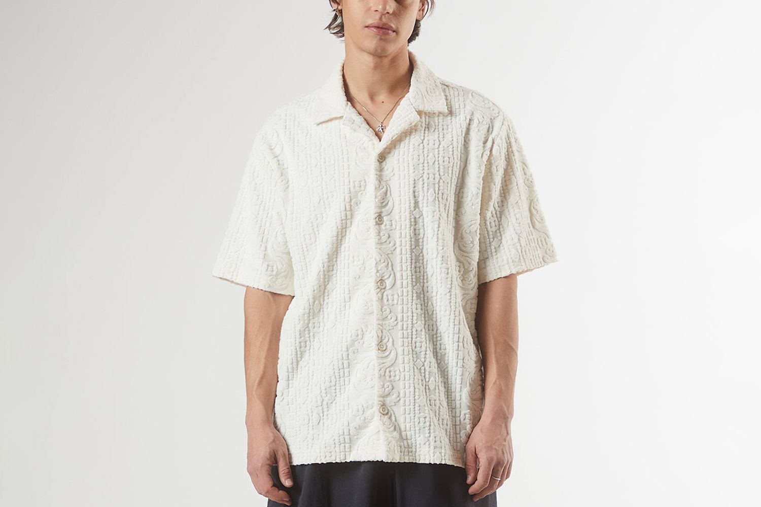 Textured Pattern Button-Down Shirt