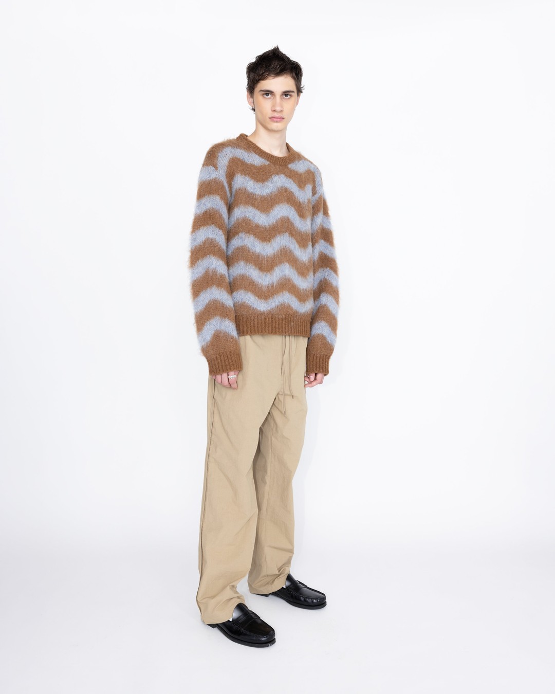 Highsnobiety HS05 – Alpaca Fuzzy Wave Sweater Light Blue/Brown - Knitwear - Multi - Image 4