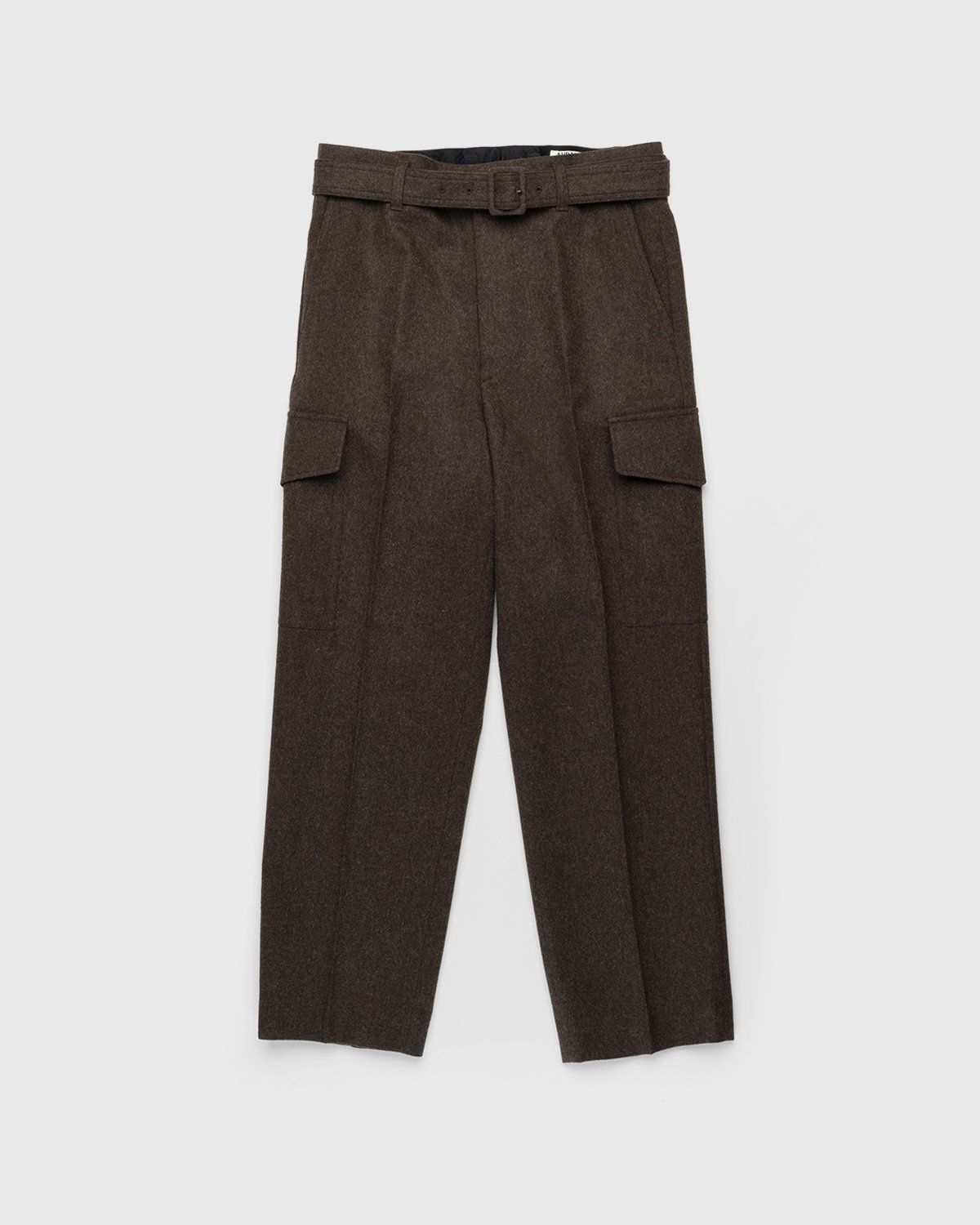 Auralee – High-Waisted Shetland Wool Pants Dark Brown - Cargo Pants - Brown - Image 1