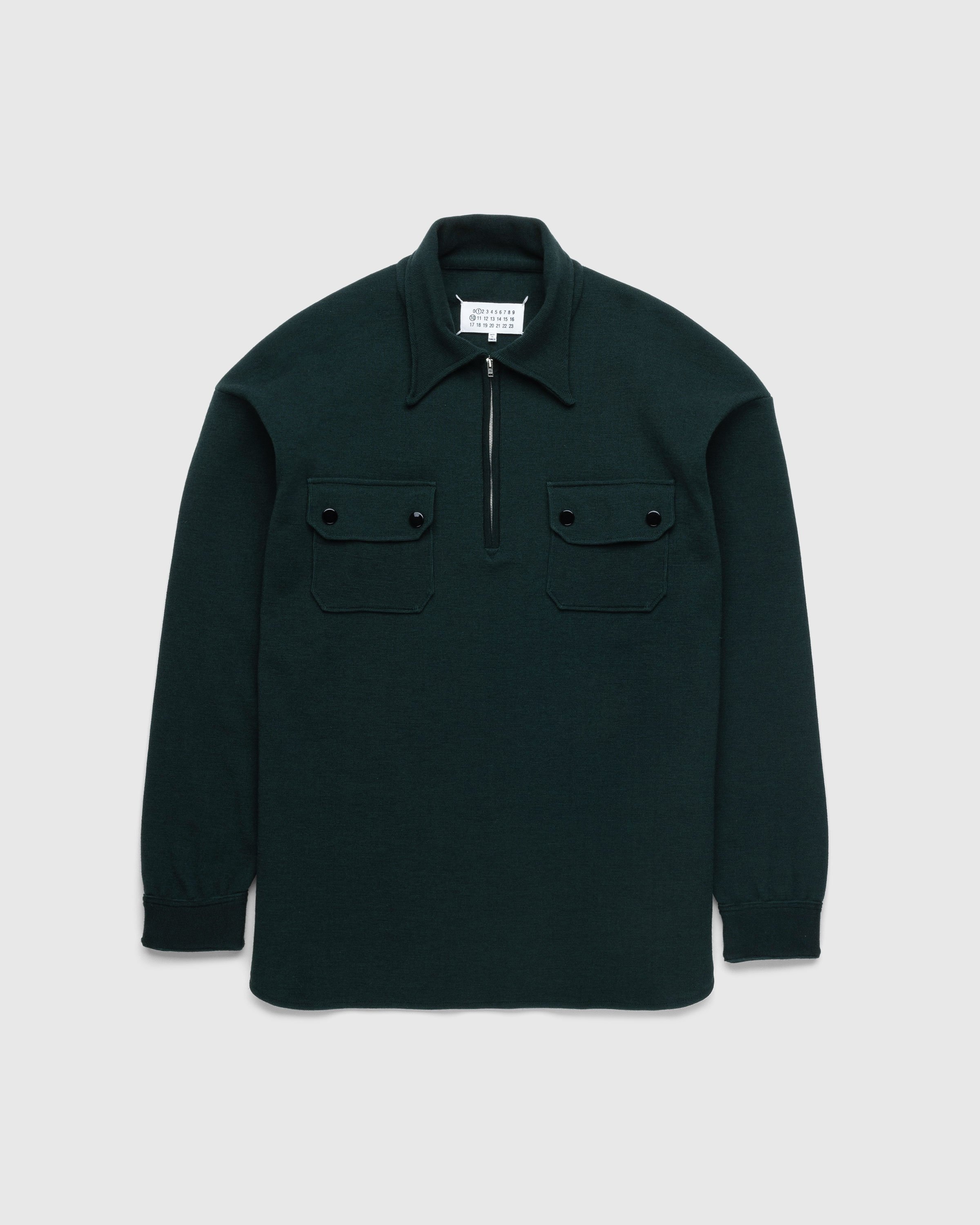 Maison Margiela – Longsleeve Polo Shirt Green - Shirts - Green - Image 1