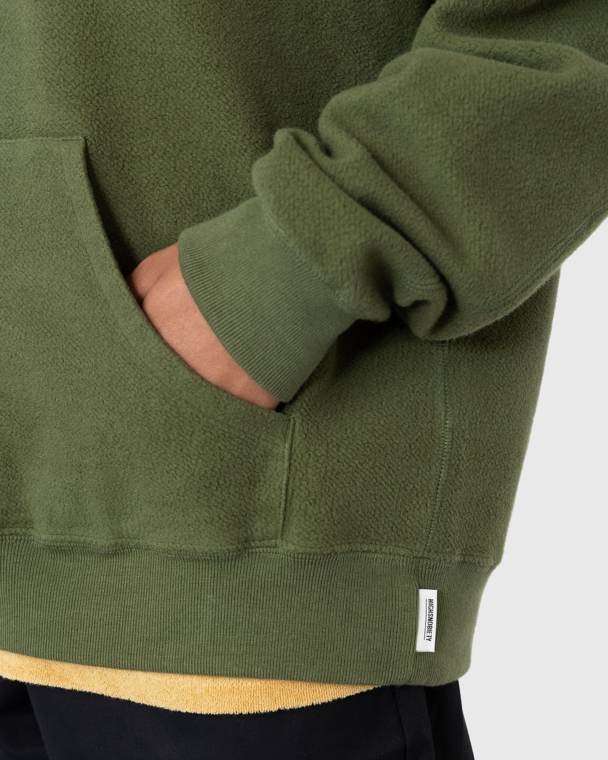 Highsnobiety – Script Logo Reverse Fleece Hoodie Green - Sweats - Green - Image 7