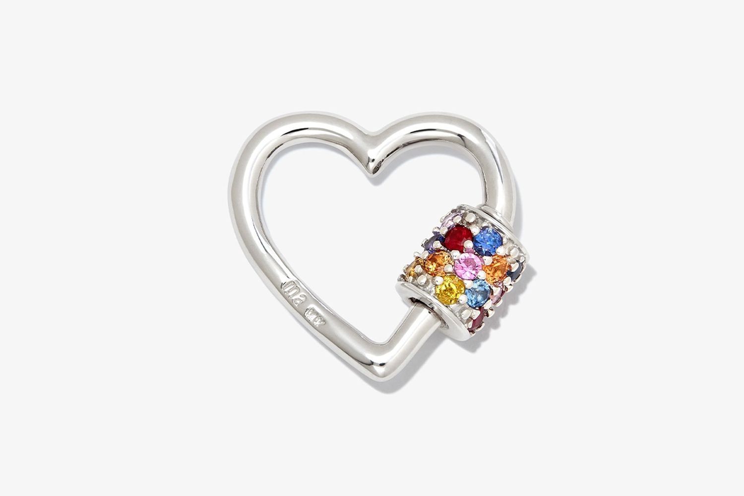 Stoned Sapphire Heart Lock Charm