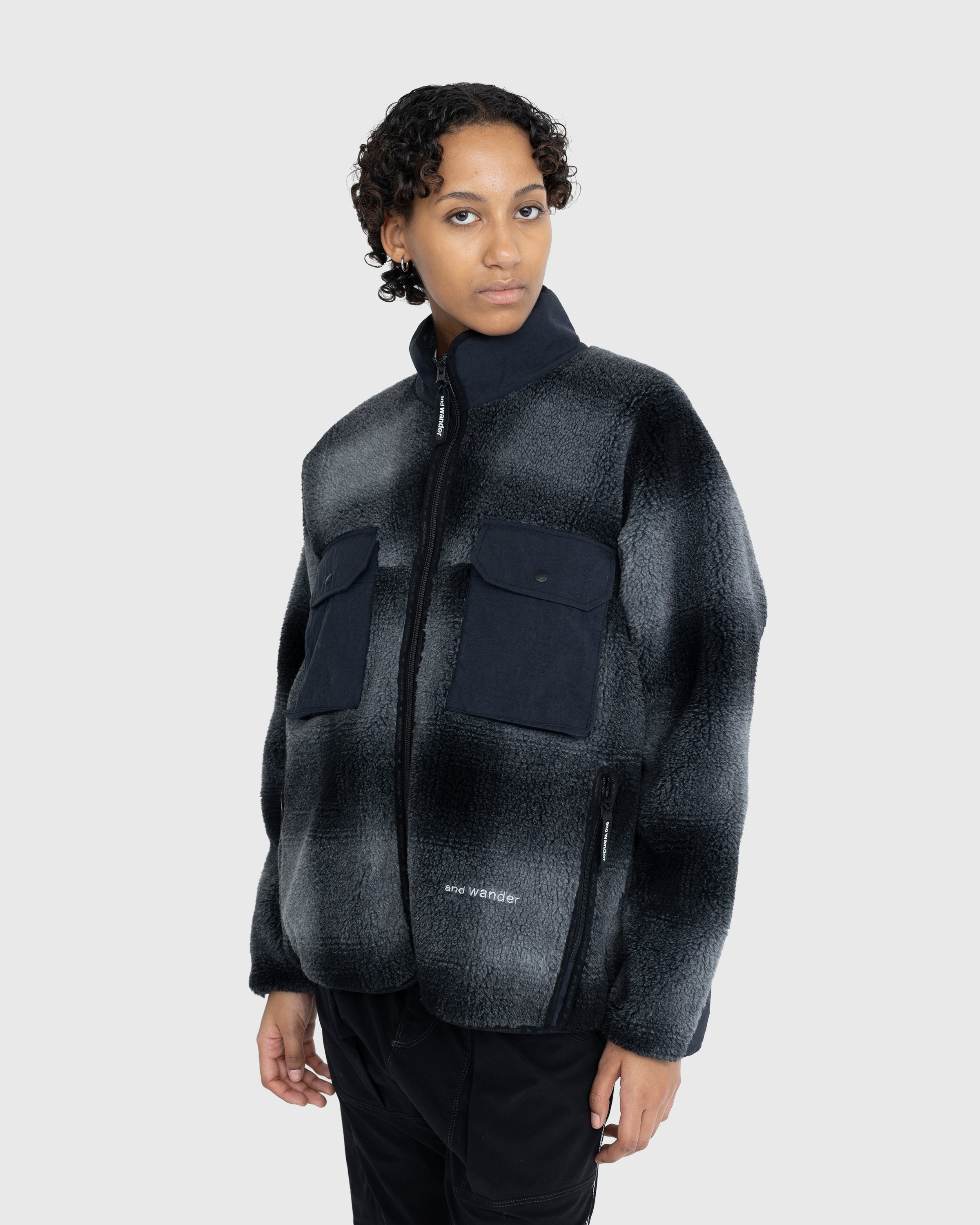 And Wander – Check Boa Jacket Black - Outerwear - Black - Image 4