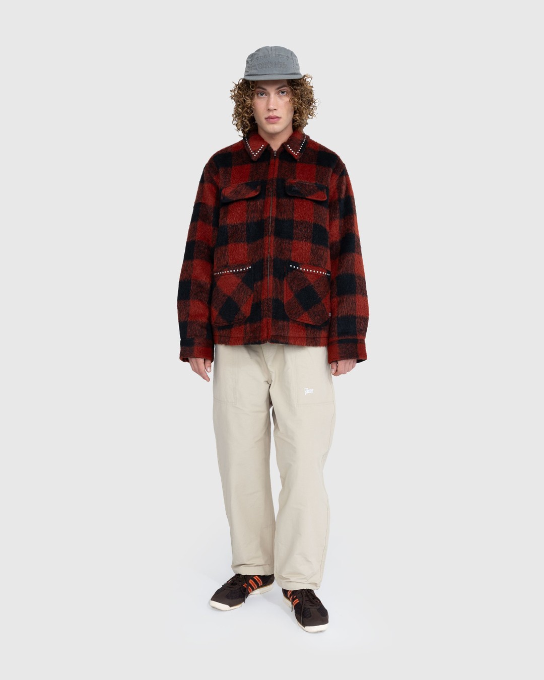 Patta CHECK CAR COAT Red Highsnobiety Shop