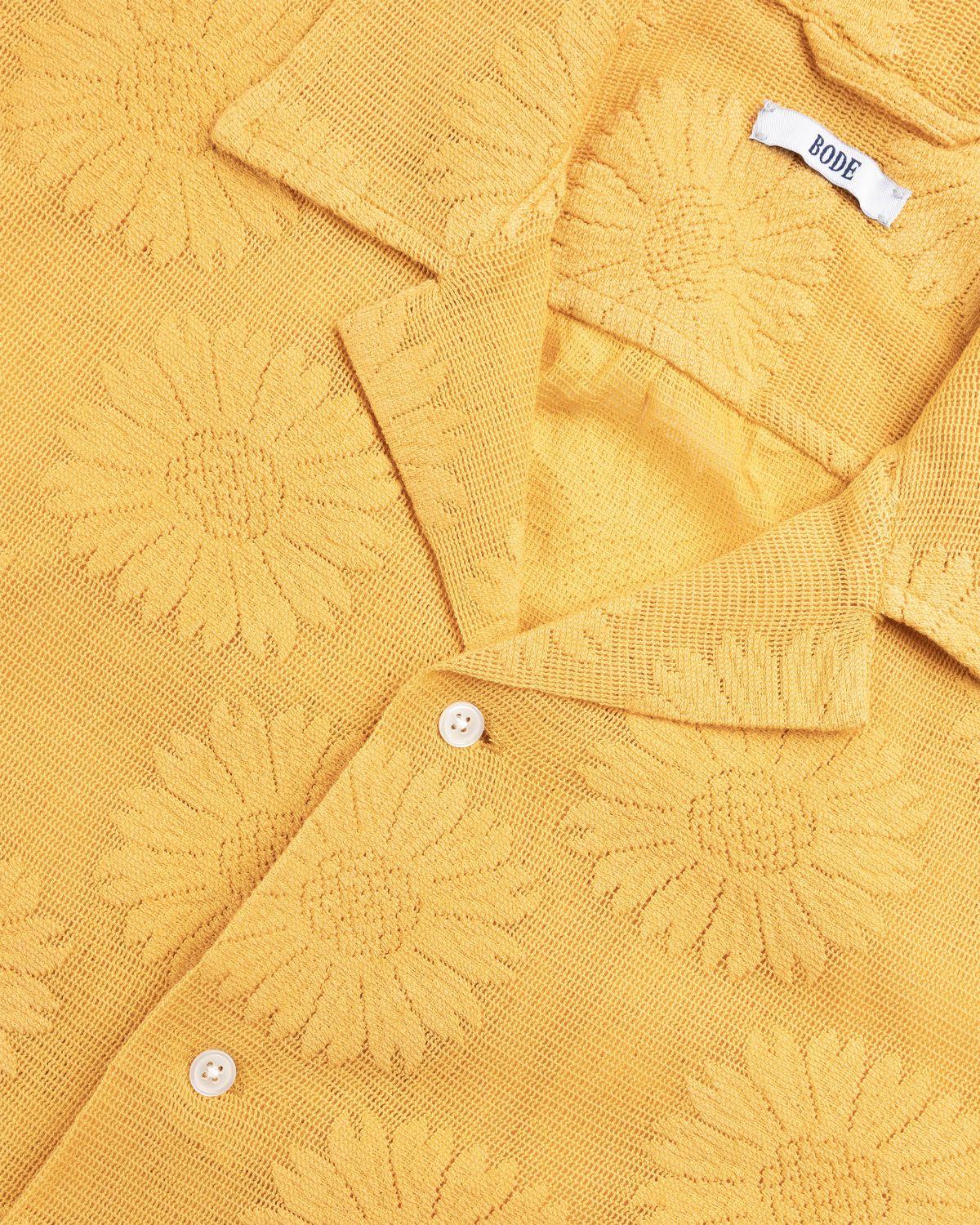 Bode – Sunflower Lace Shortsleeve Shirt Yellow  - Shirts - Yellow - Image 6
