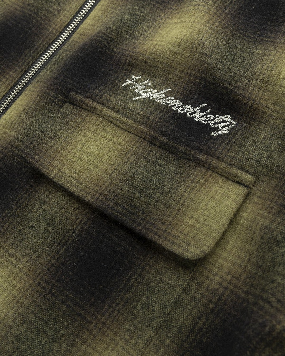 Highsnobiety – Plaid Zip Shirt Green Black - Shirts - Green - Image 5