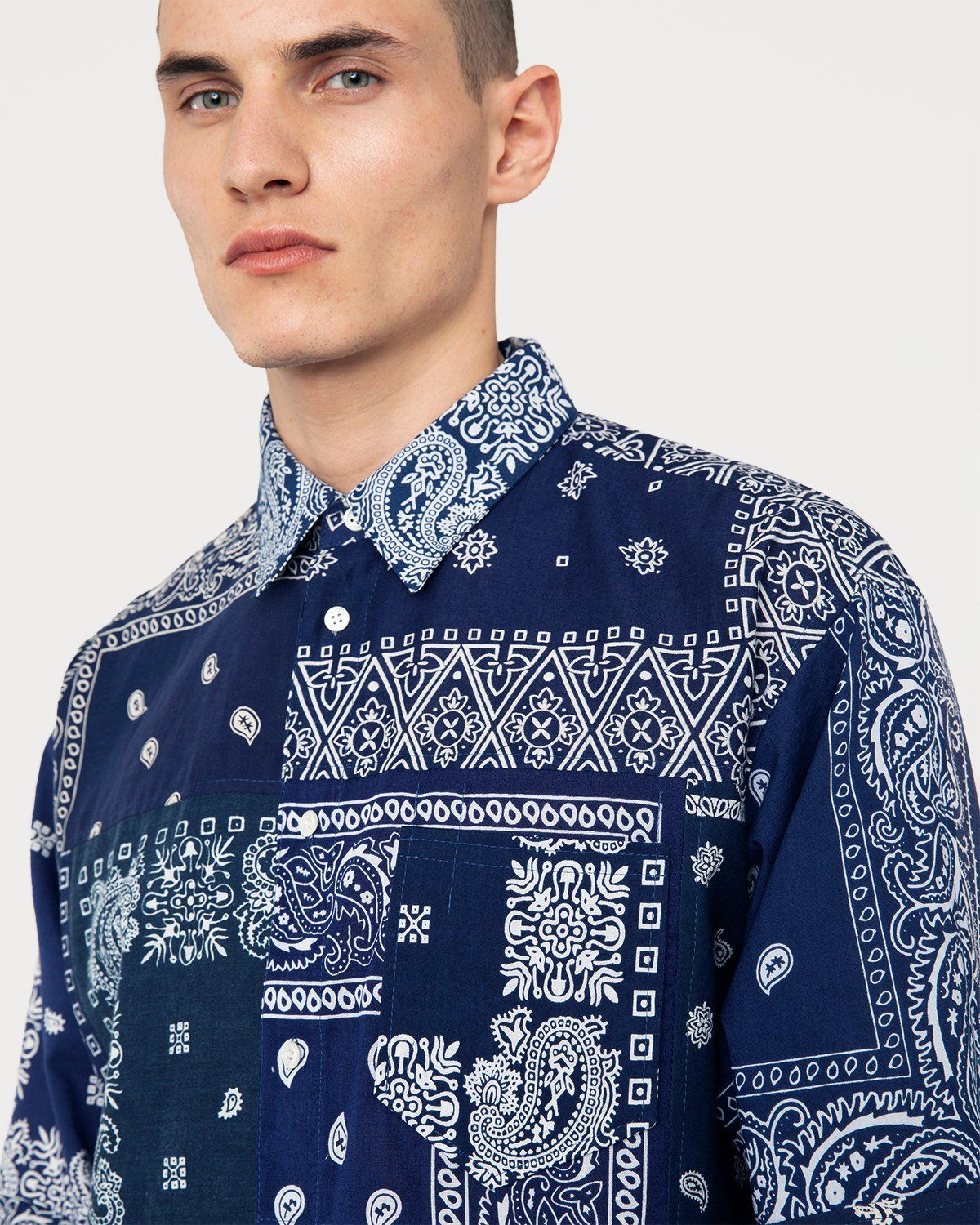 Miyagihidetaka – Bandana Shirt Navy - Shirts - Blue - Image 3