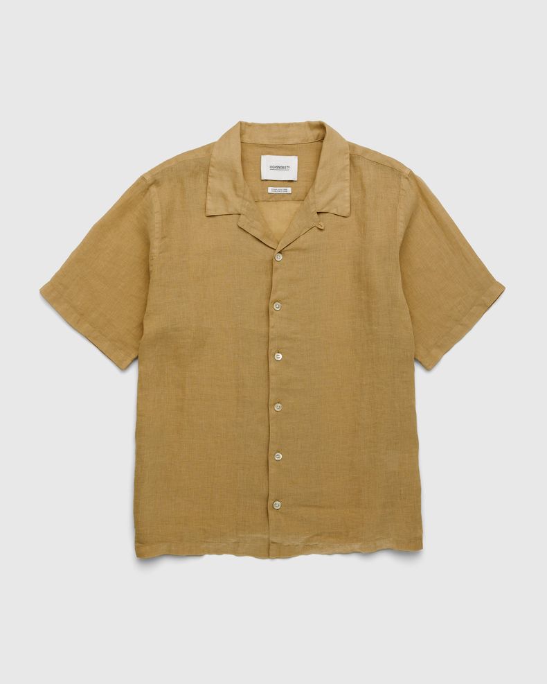 Linen Short-Sleeve Shirt Brown