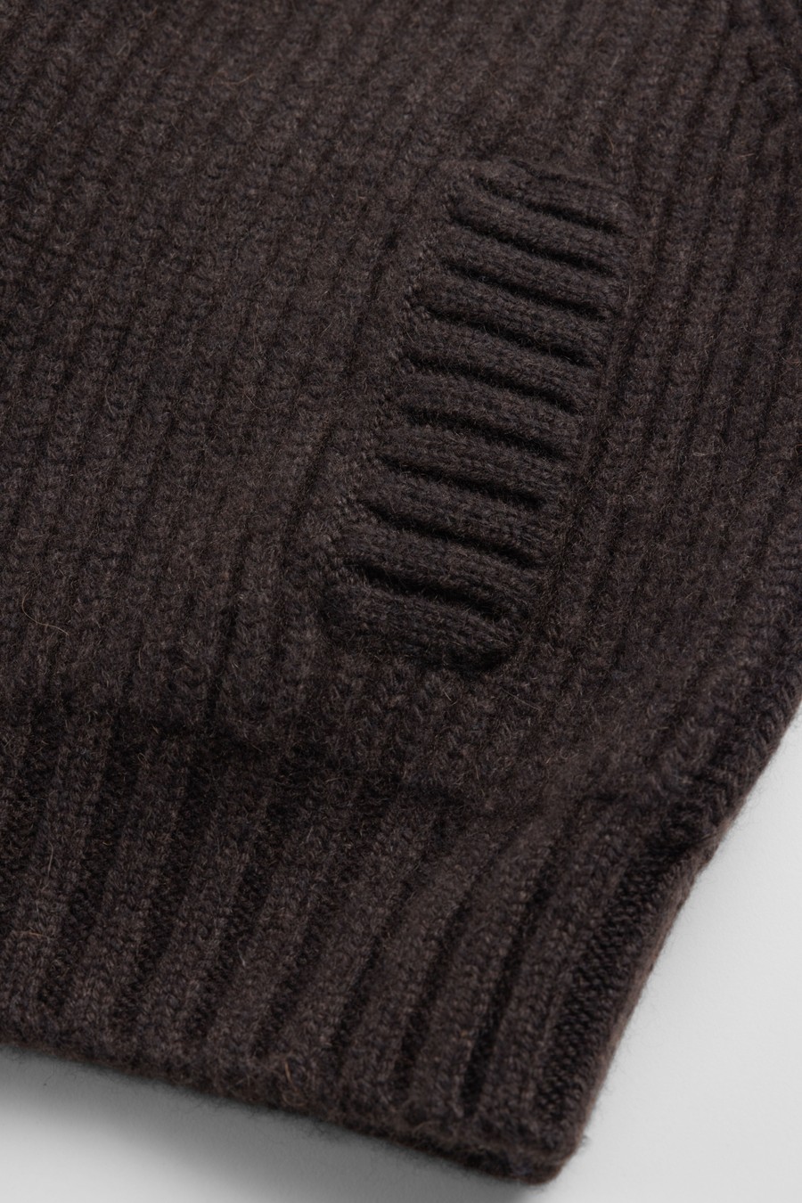 Meta Campania Collective – Michel Exaggerated Rib Cashmere Hooded Cardigan Dark Chocolate Brown - Knitwear - Brown - Image 6