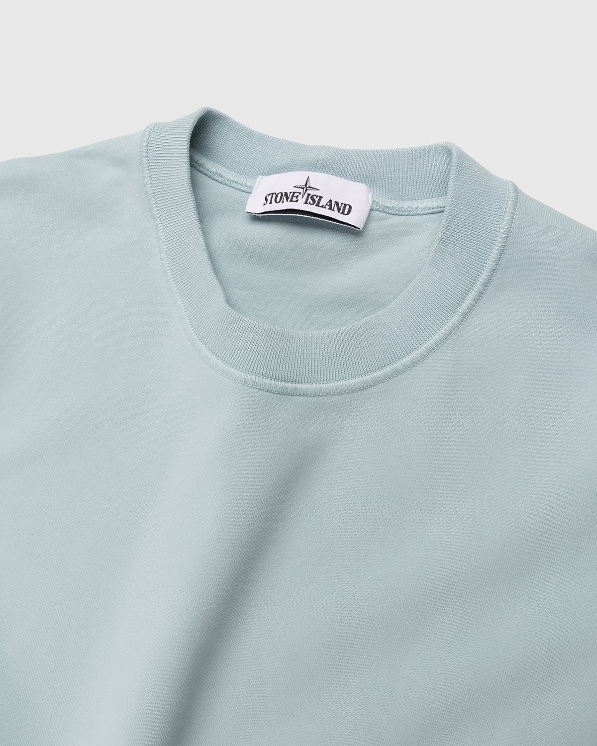 Stone Island – 63051 Garment-Dyed Cotton Fleece Crewneck Aqua - Sweats - Blue - Image 3