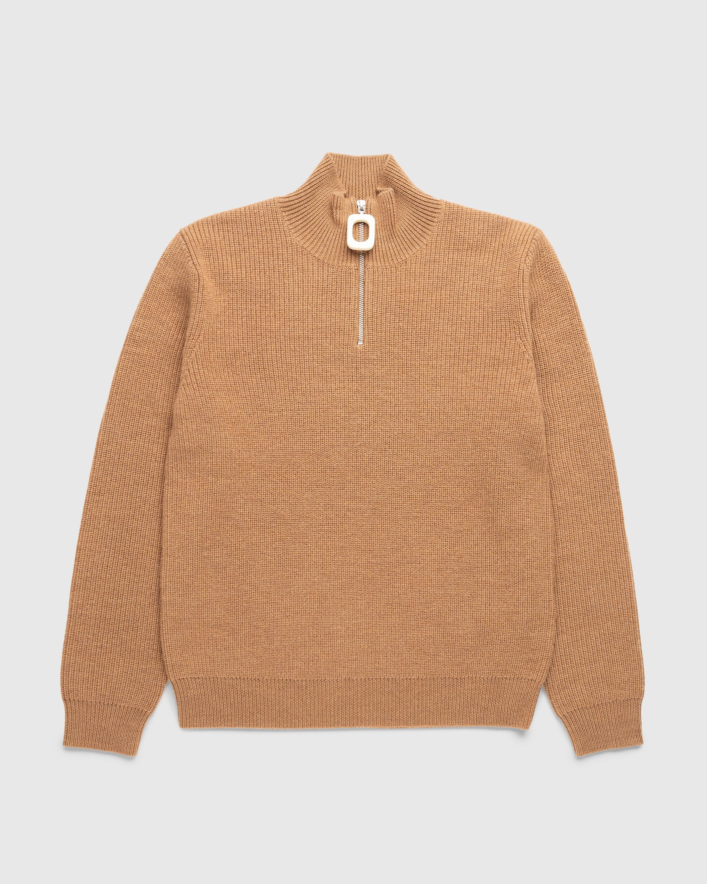 J.W. Anderson – Quarter-Zip Knit Jumper Praline - Knitwear - Brown - Image 1
