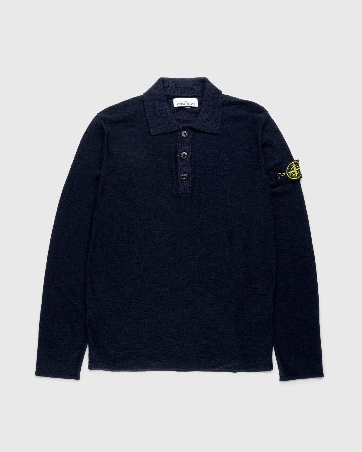 Stone Island – Knit Long-Sleeve Polo Navy Blue - Knitwear - Blue - Image 1
