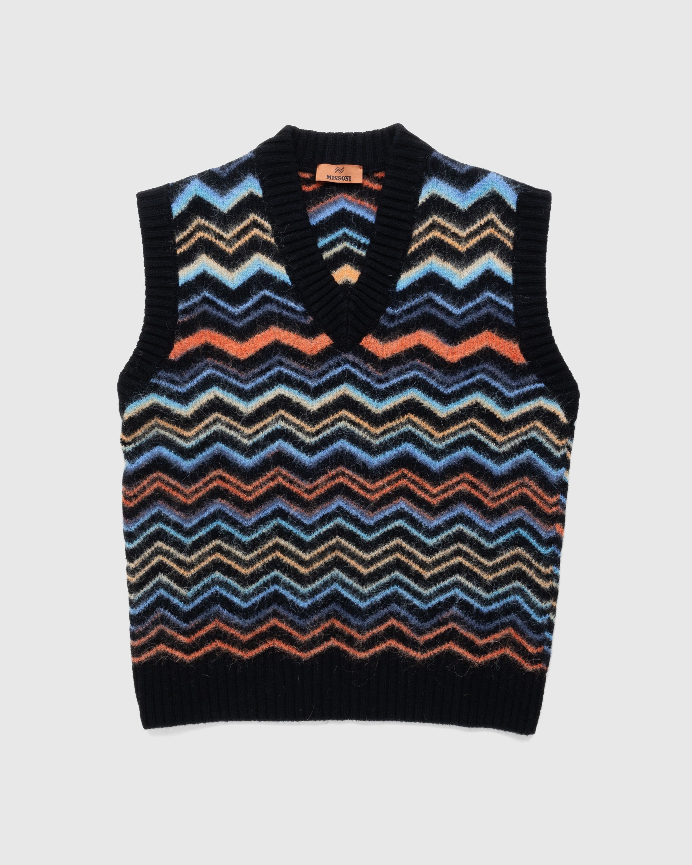 Missoni – Zig Zag Knit Vest Black/Orange/Light Blue