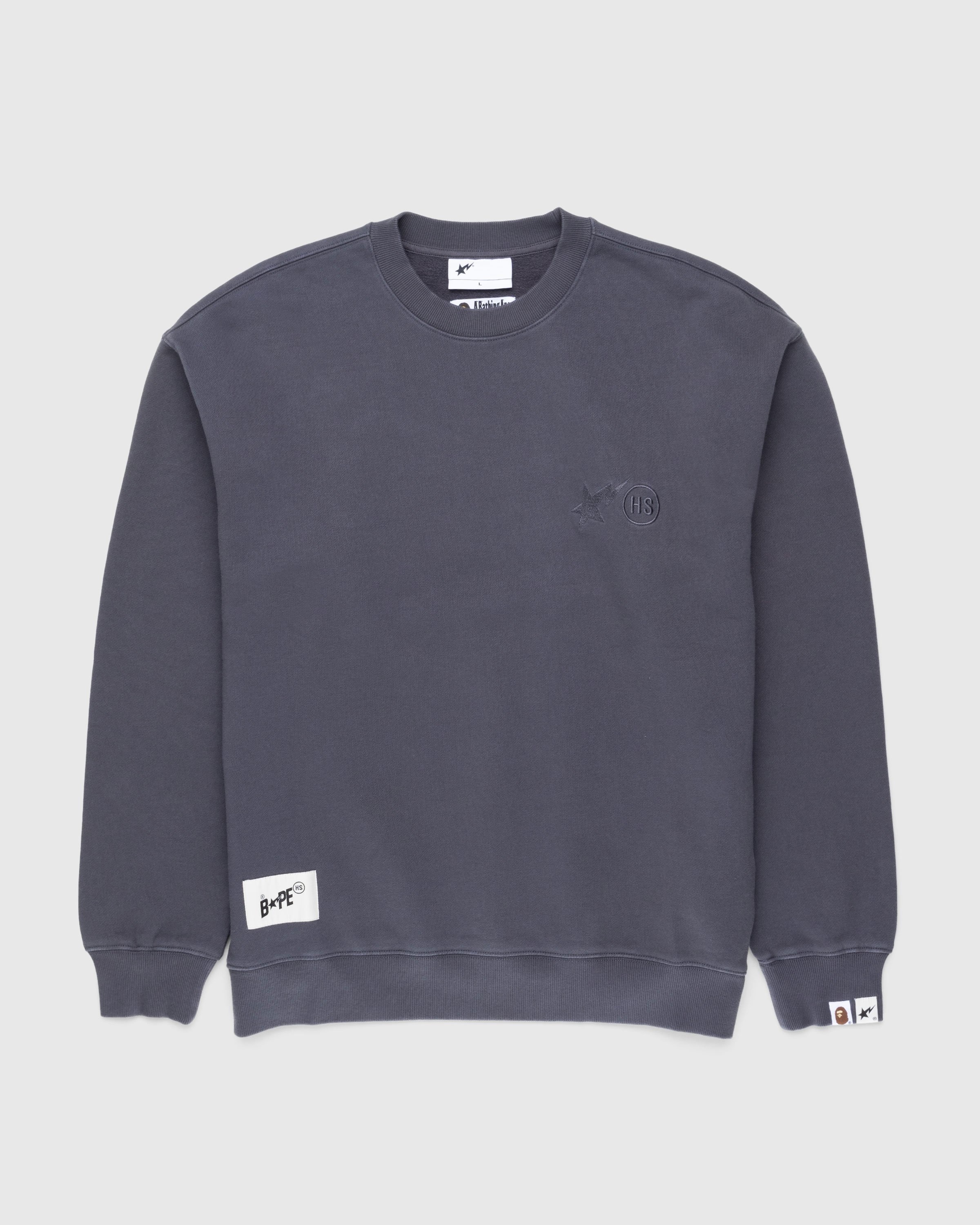 BAPE x Highsnobiety – Heavy Washed Crewneck Charcoal - Sweats - Grey - Image 1