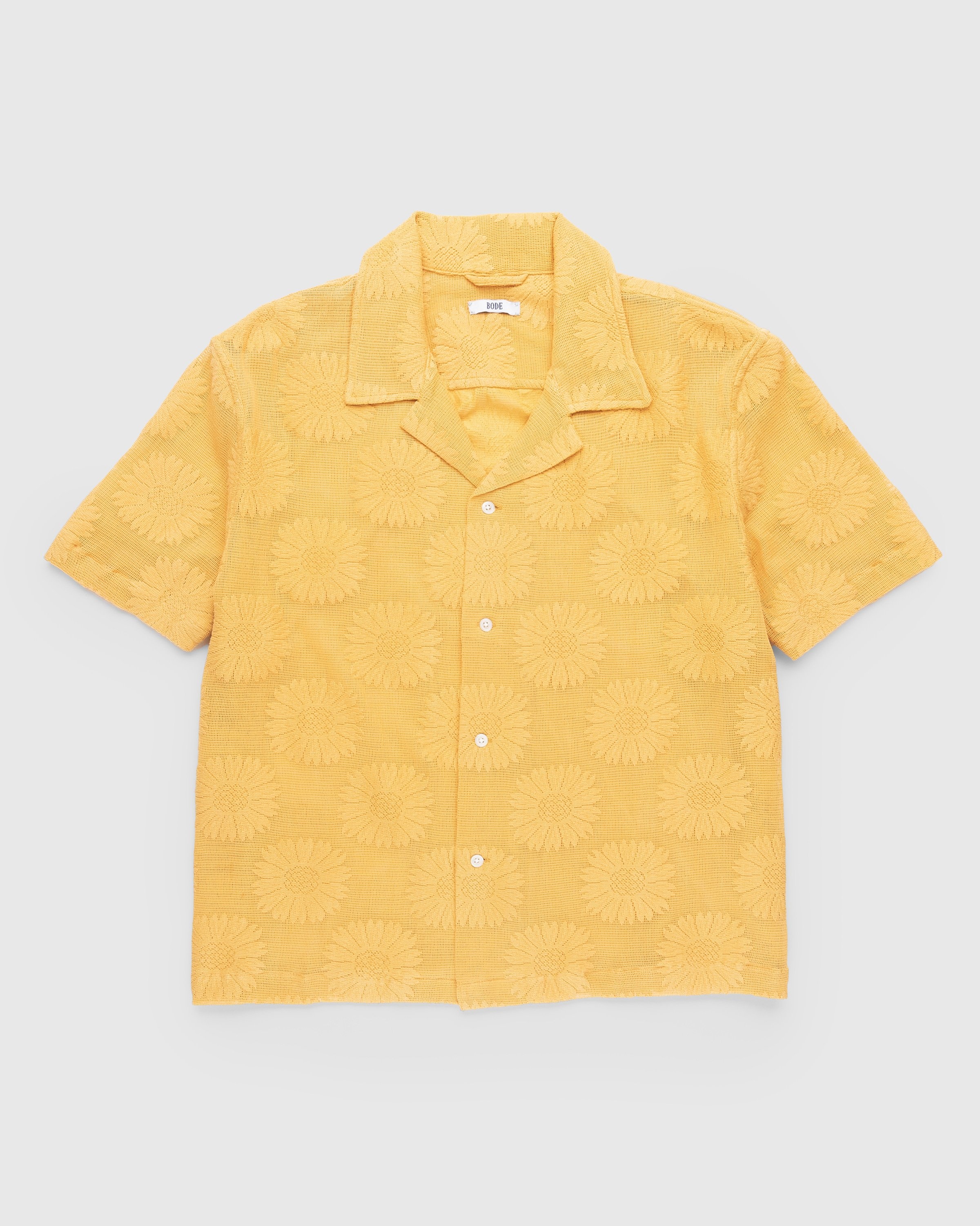 Bode – Sunflower Lace Shortsleeve Shirt Yellow  - Shirts - Yellow - Image 1