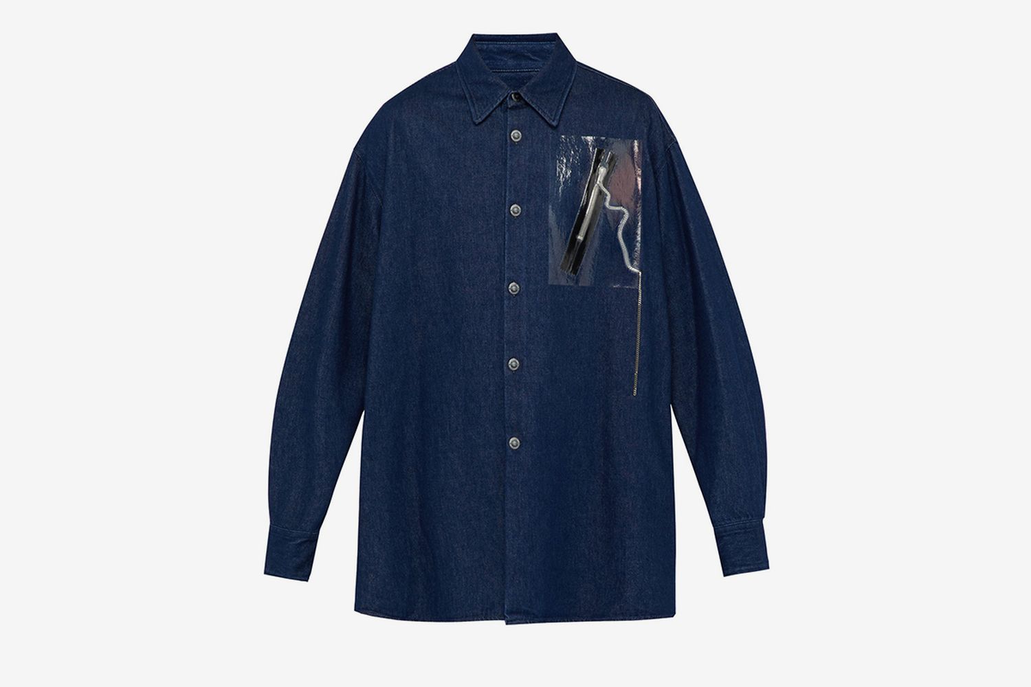 Zip-Appliqué Denim Shirt