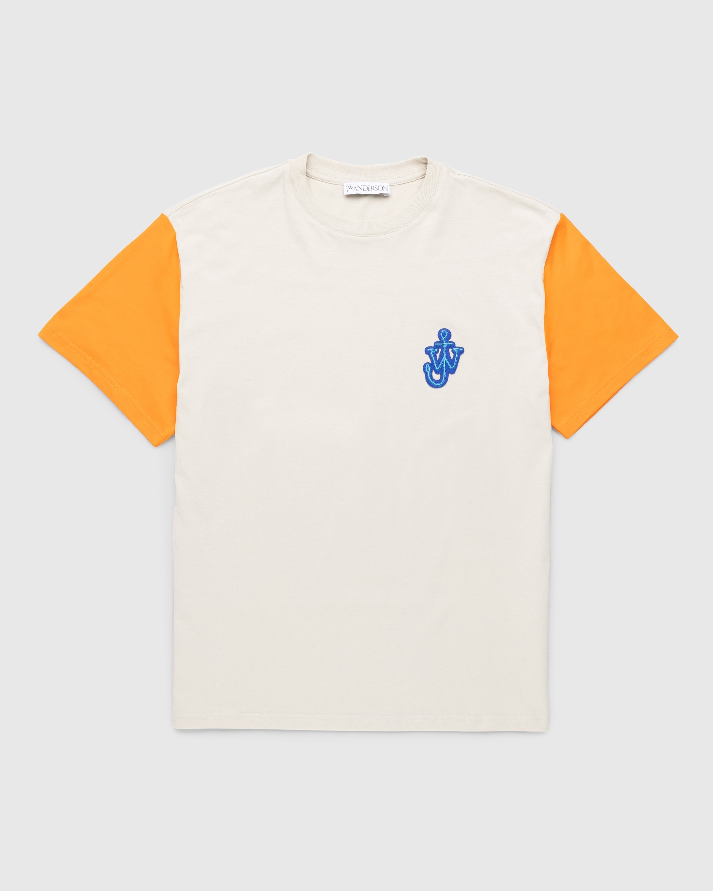 J.W. Anderson – Anchor Patch Contrast Sleeve T-Shirt - T-shirts - Orange - Image 1