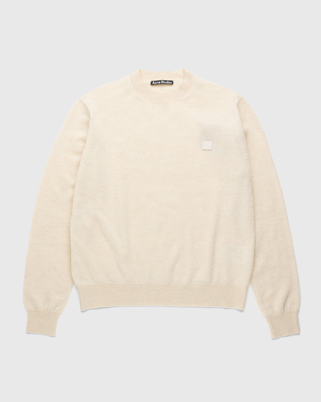 Acne Studios – Wool Crewneck Sweater Oatmeal Melange - Knitwear - Beige - Image 1
