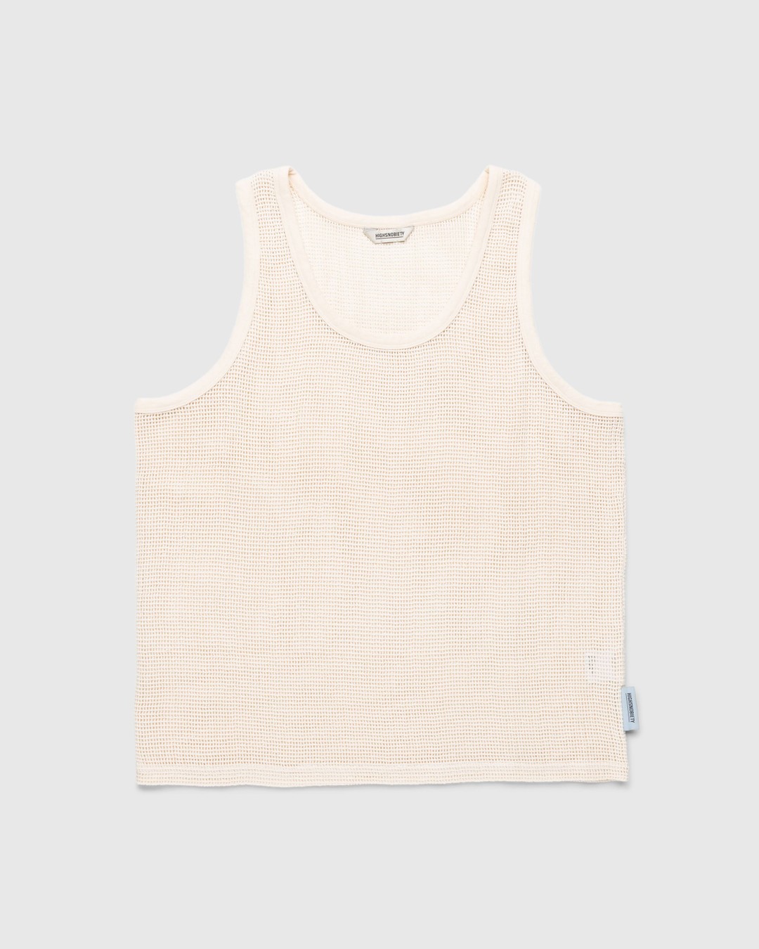 Highsnobiety – Cotton Mesh Knit Tank Top Eggshell - Tops - Beige - Image 1