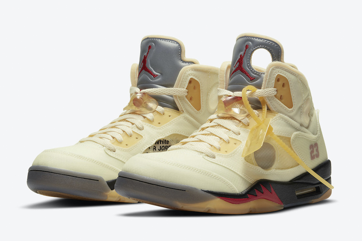 Off-White™ off white x air jordan x Air Jordan 5 "Sail": How & Where to Buy Today