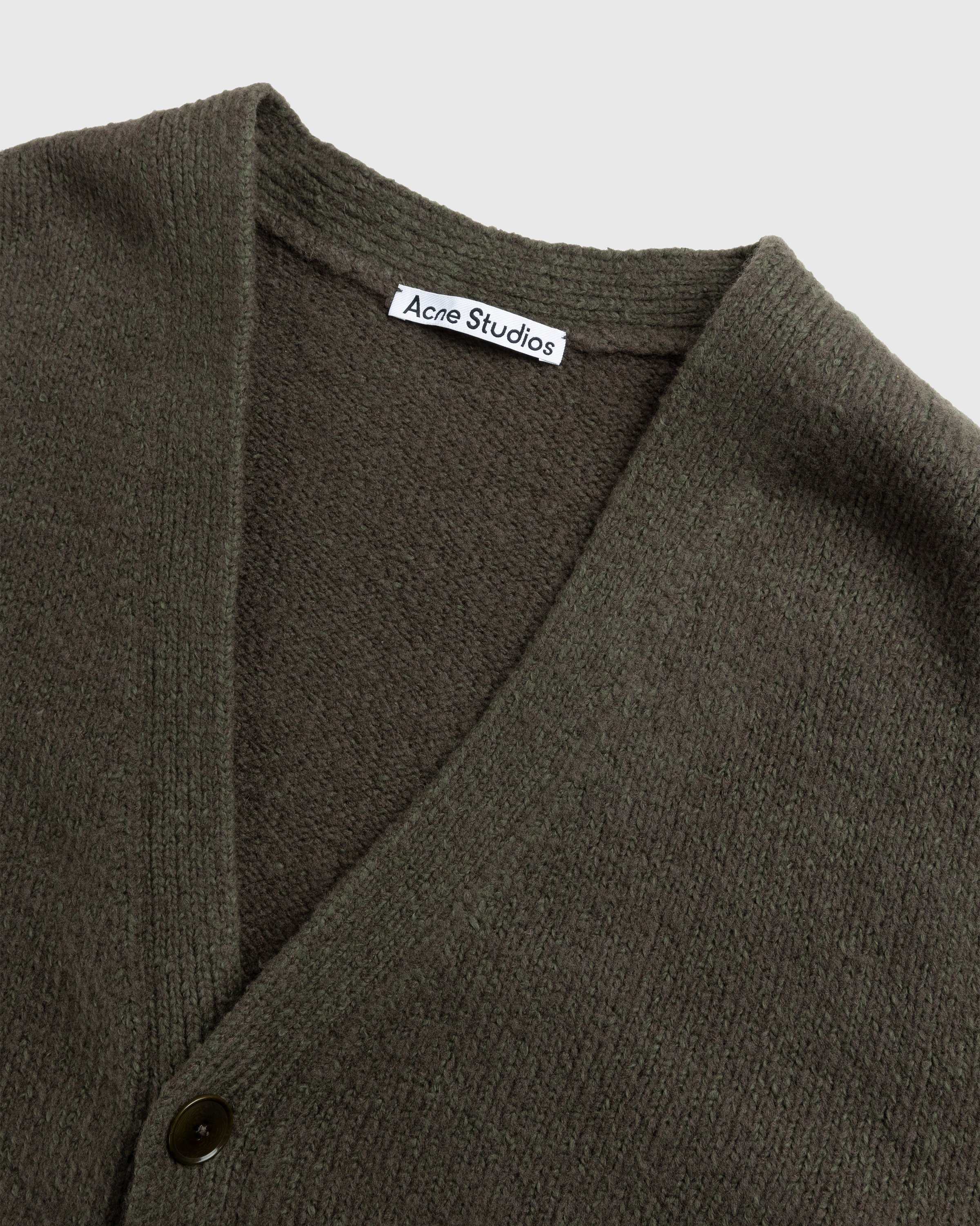 Acne Studios – Wool Blend V-Neck Cardigan Sweater Forest Green - Cardigans - Grey - Image 3