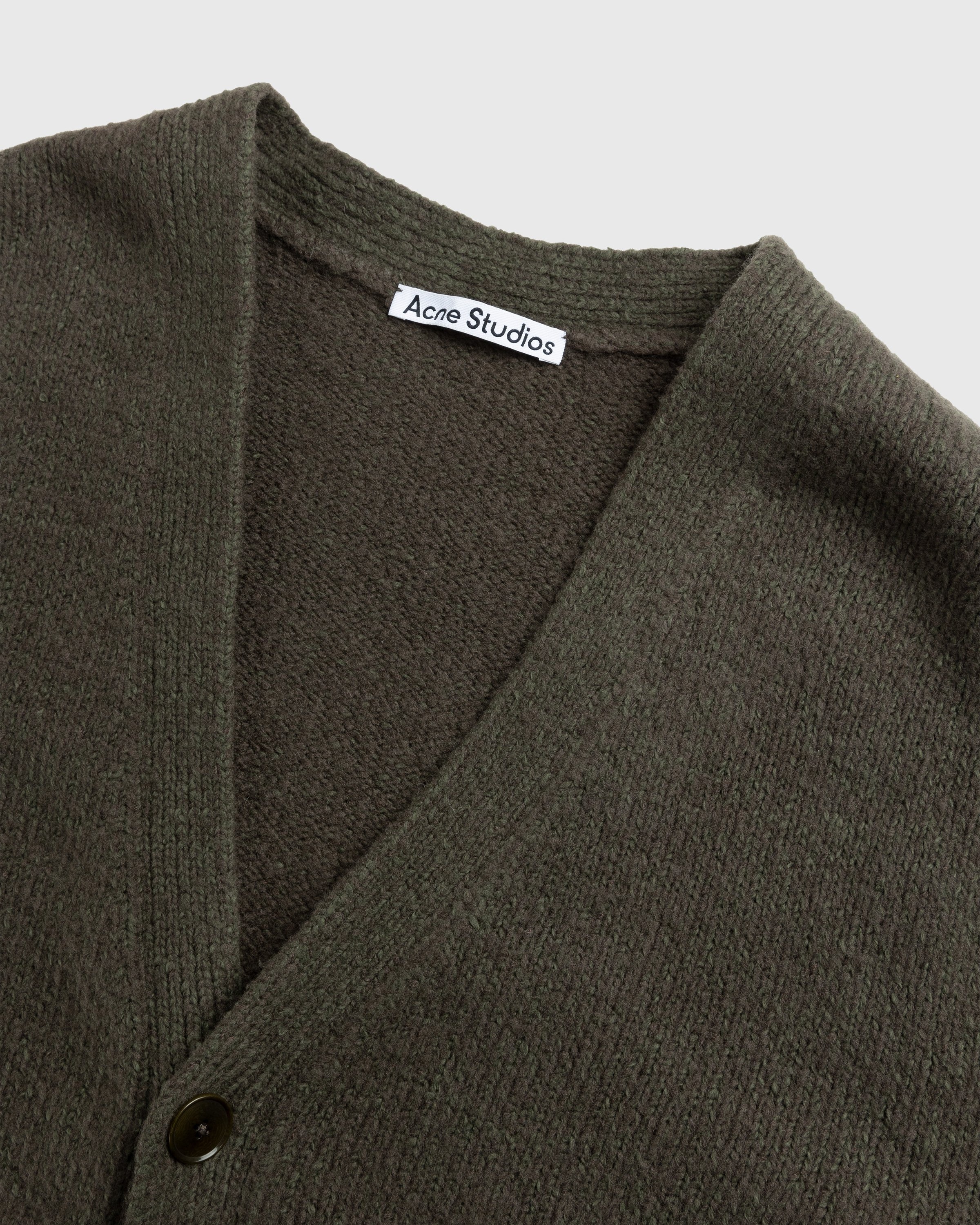 Acne Studios – Wool Blend V-Neck Cardigan Sweater Forest Green - Knitwear - Grey - Image 3