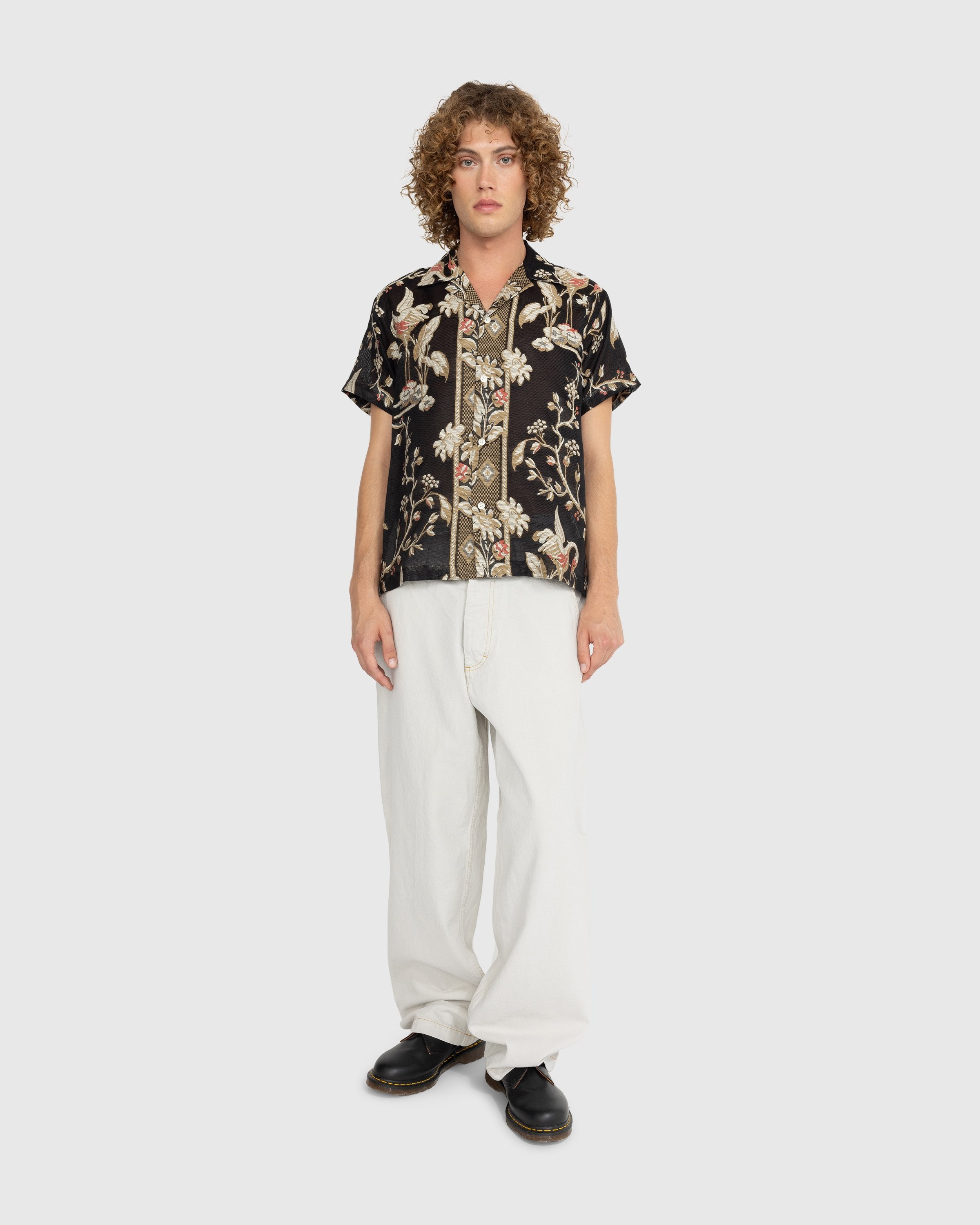 Bode – Sheer Cranes Short-Sleeve Shirt Black - Shirts - Black - Image 2