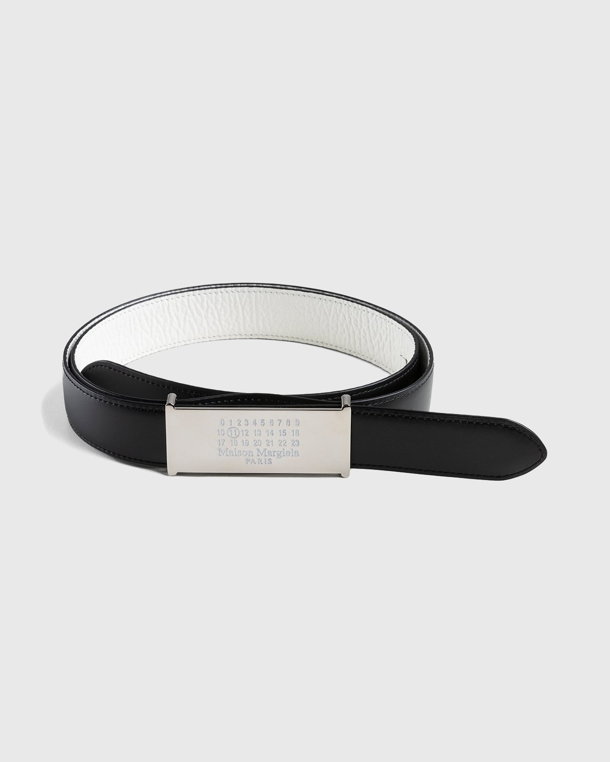 Maison Margiela – Logo Buckle Leather Belt White - Belts - White - Image 1