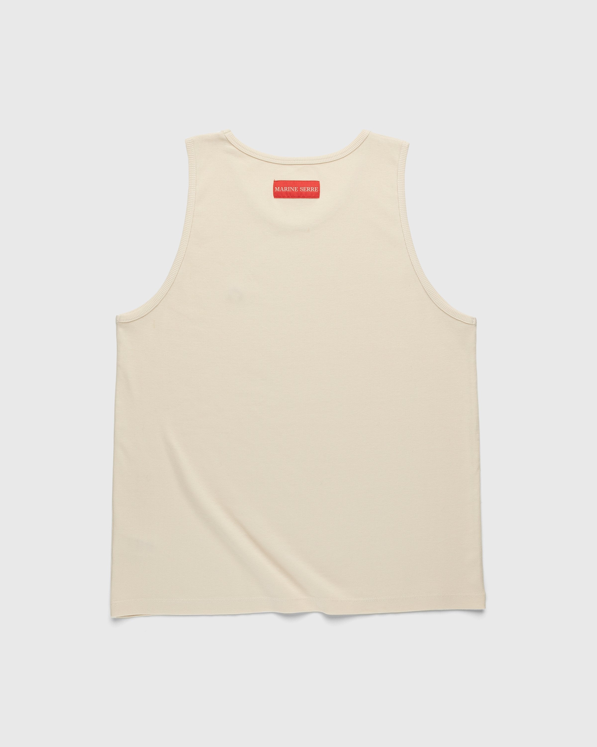 Marine Serre – Organic Cotton Ribbed Tank Top Beige - Men Tops - Beige - Image 3