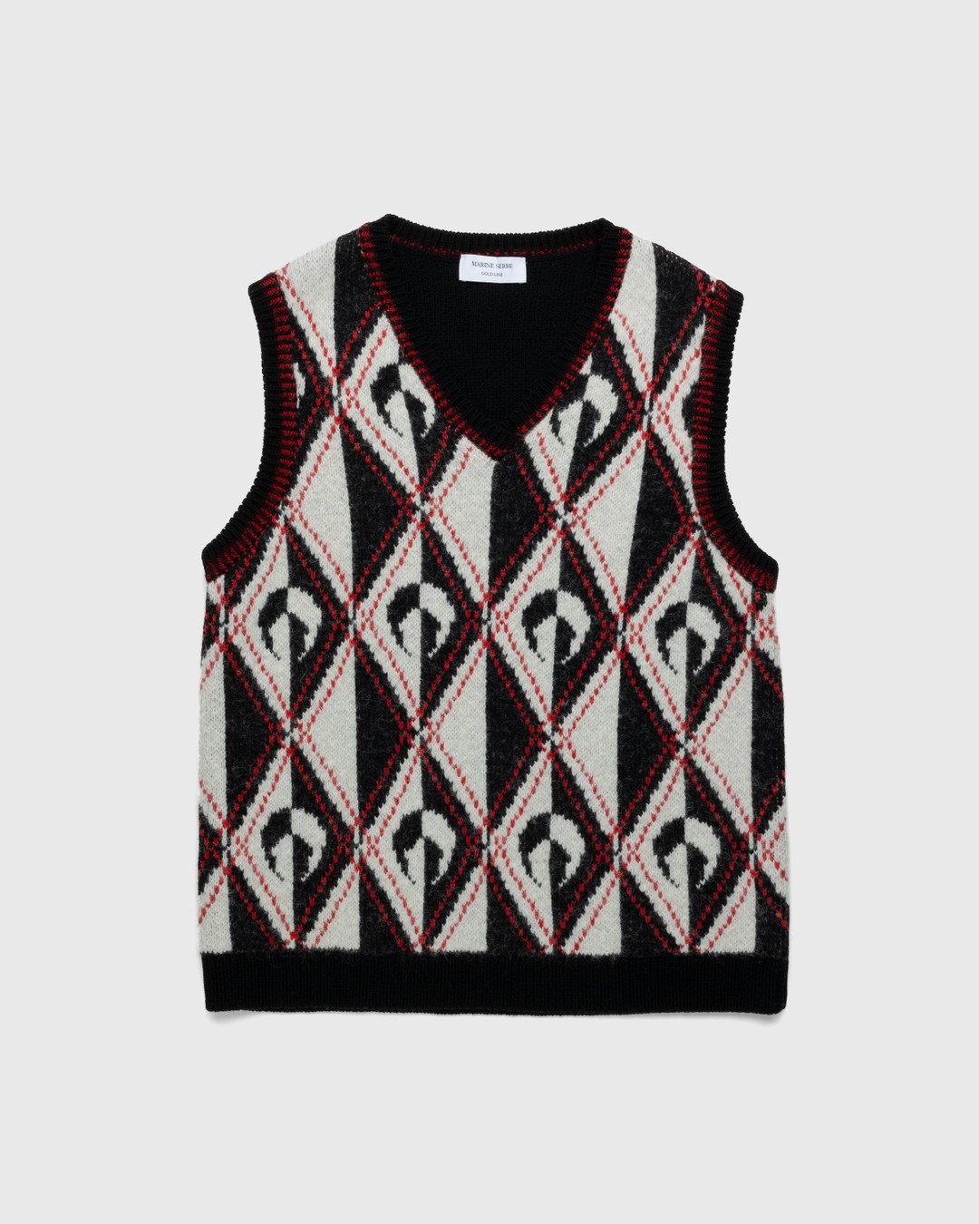 Marine Serre – Harlequeen Pullover V-Neck Black - Knitwear - Black - Image 1
