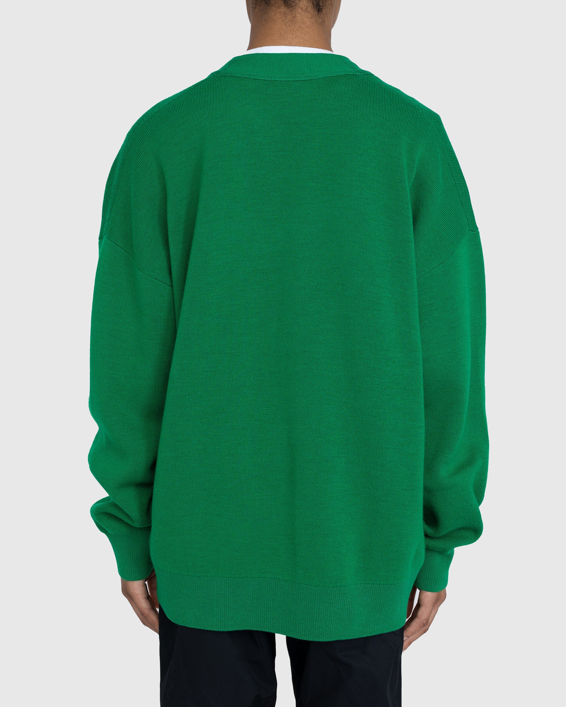 Acne Studios – Wool Blend V-Neck Cardigan Sweater Electric Green - Cardigans - Green - Image 4