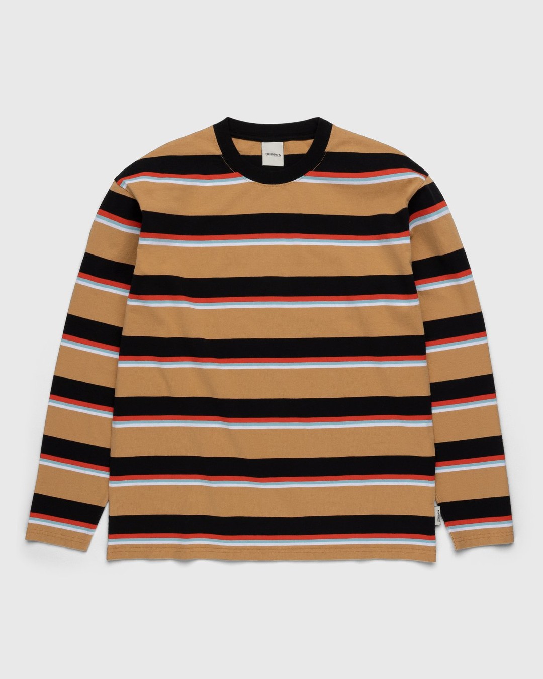 Highsnobiety – Stripe Longsleeve Jersey Sand Stone - Longsleeves - Brown - Image 1