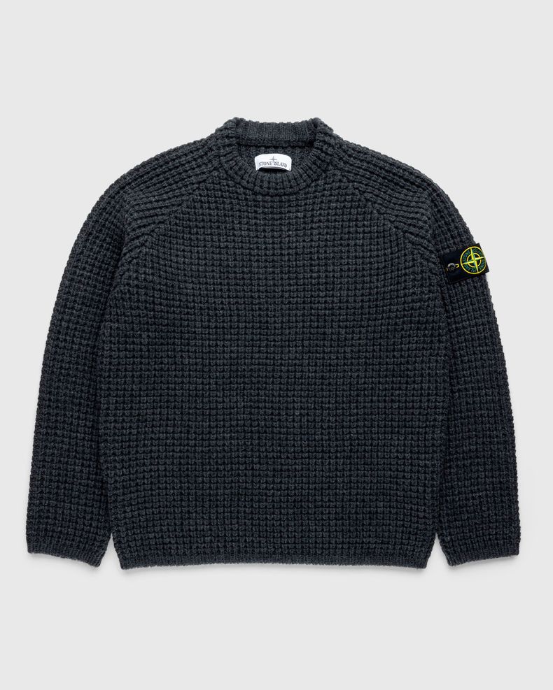 Stone Island – Waffle Knit Sweater Melange Charcoal