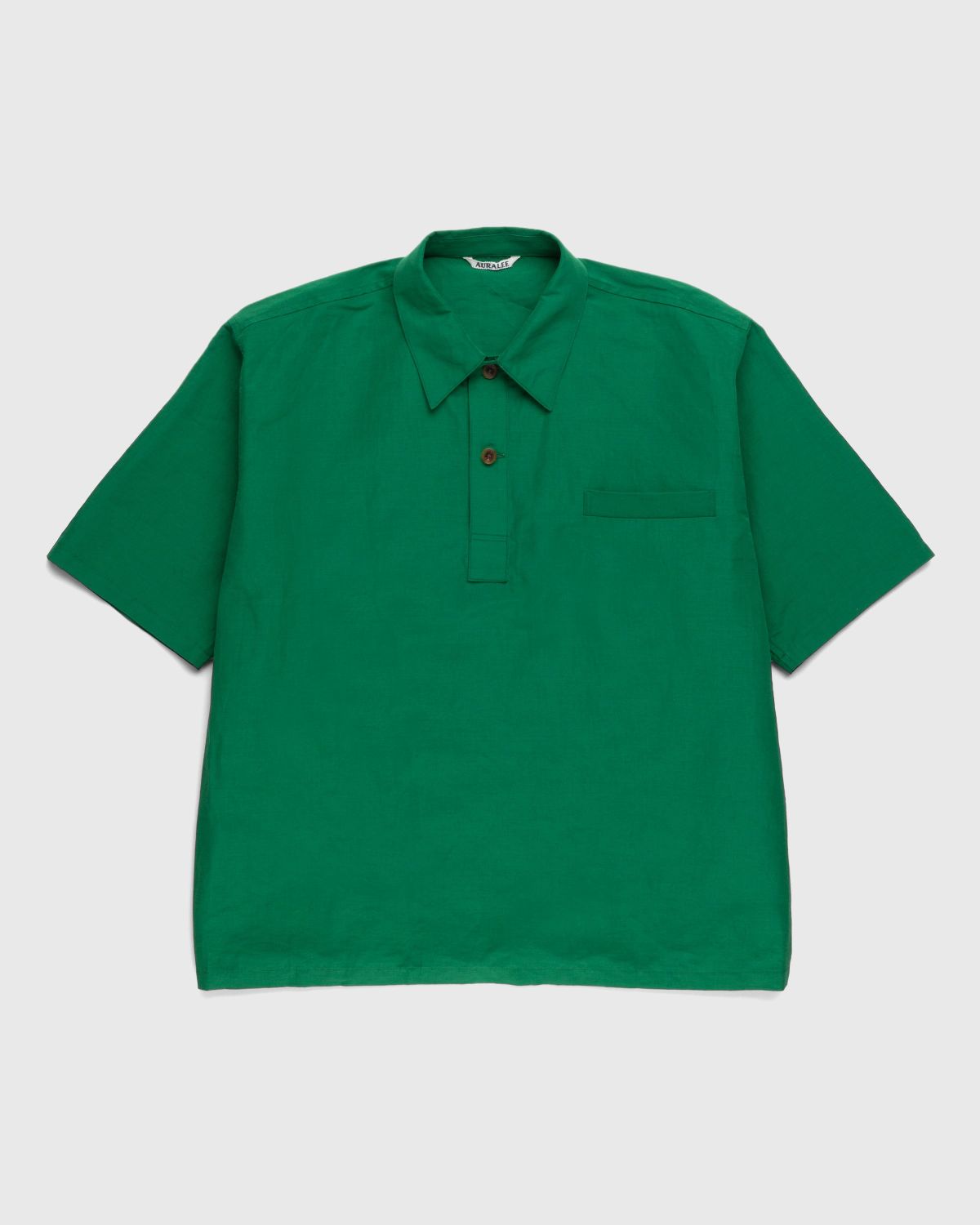 Auralee – High Density Finx Linen Weather Shirt Green - Shirts - Green - Image 1