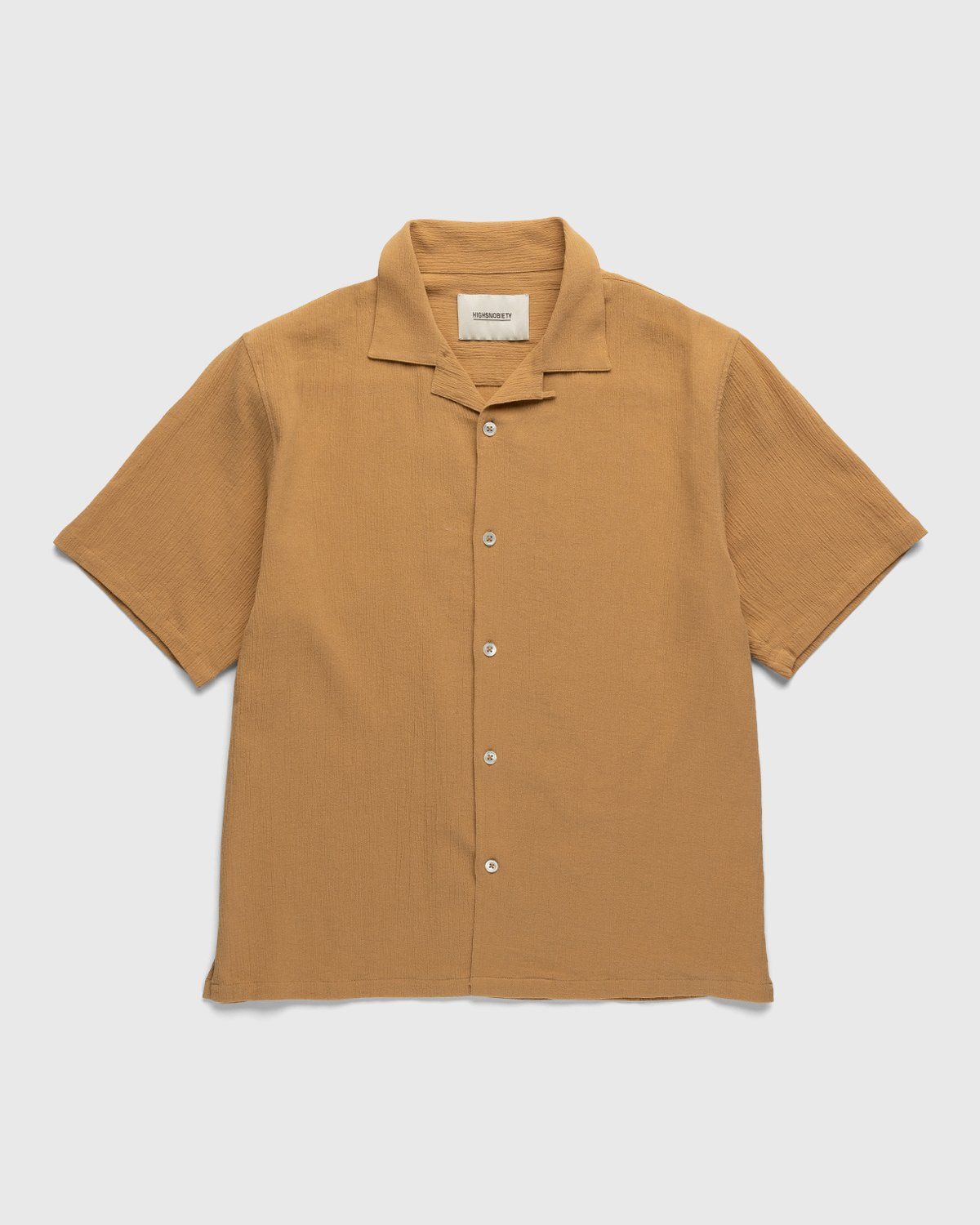 Highsnobiety – Crepe Short Sleeve Shirt Brown - Shirts - Brown - Image 1