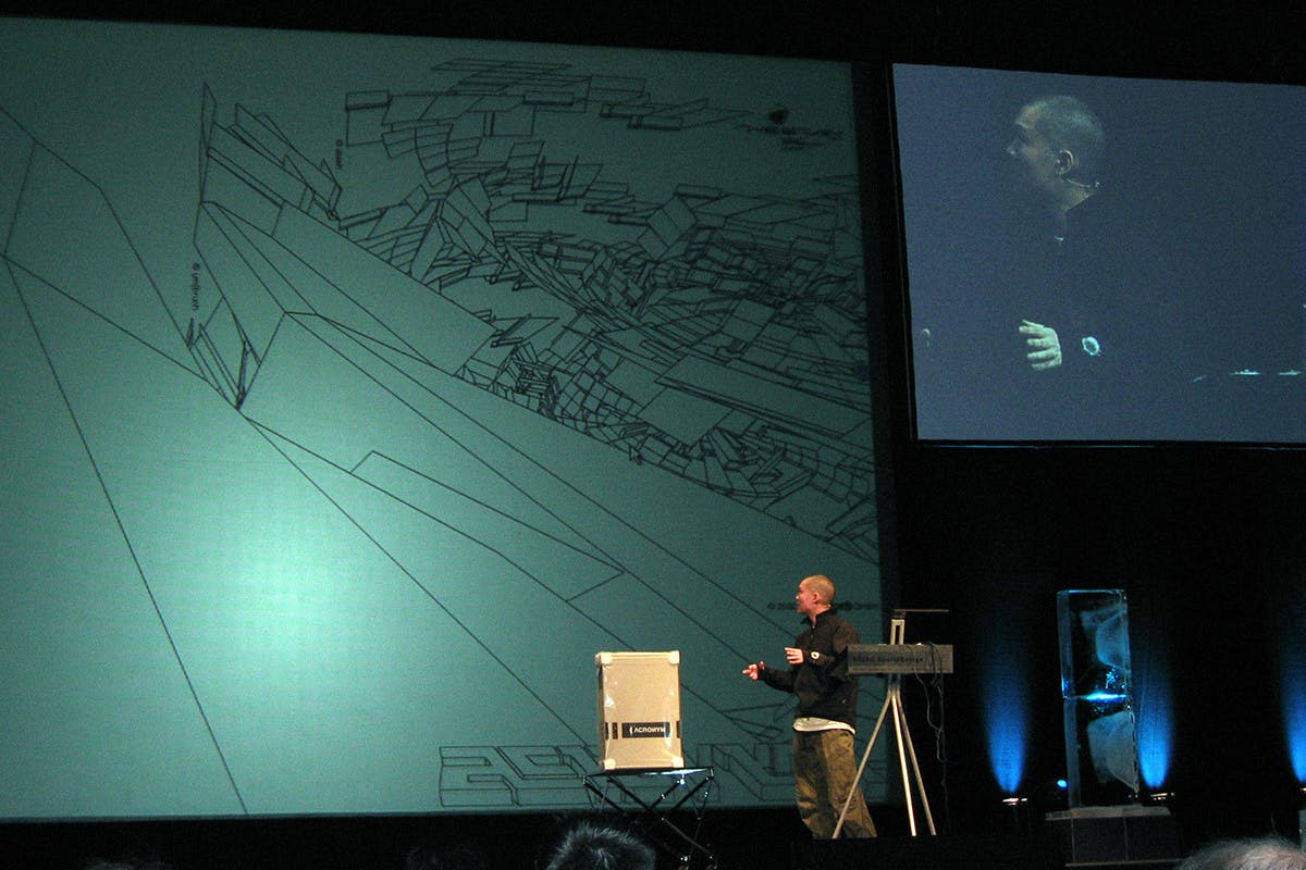 Errolson Hugh presenting the ACRONYM KIT during the ISPO trade show In 2004
