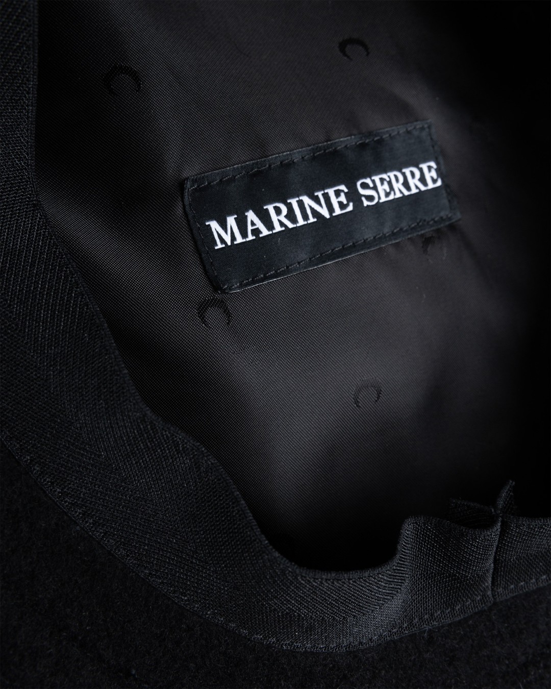 Marine Serre – Embroidered French Beret Black - Hats - Black - Image 4