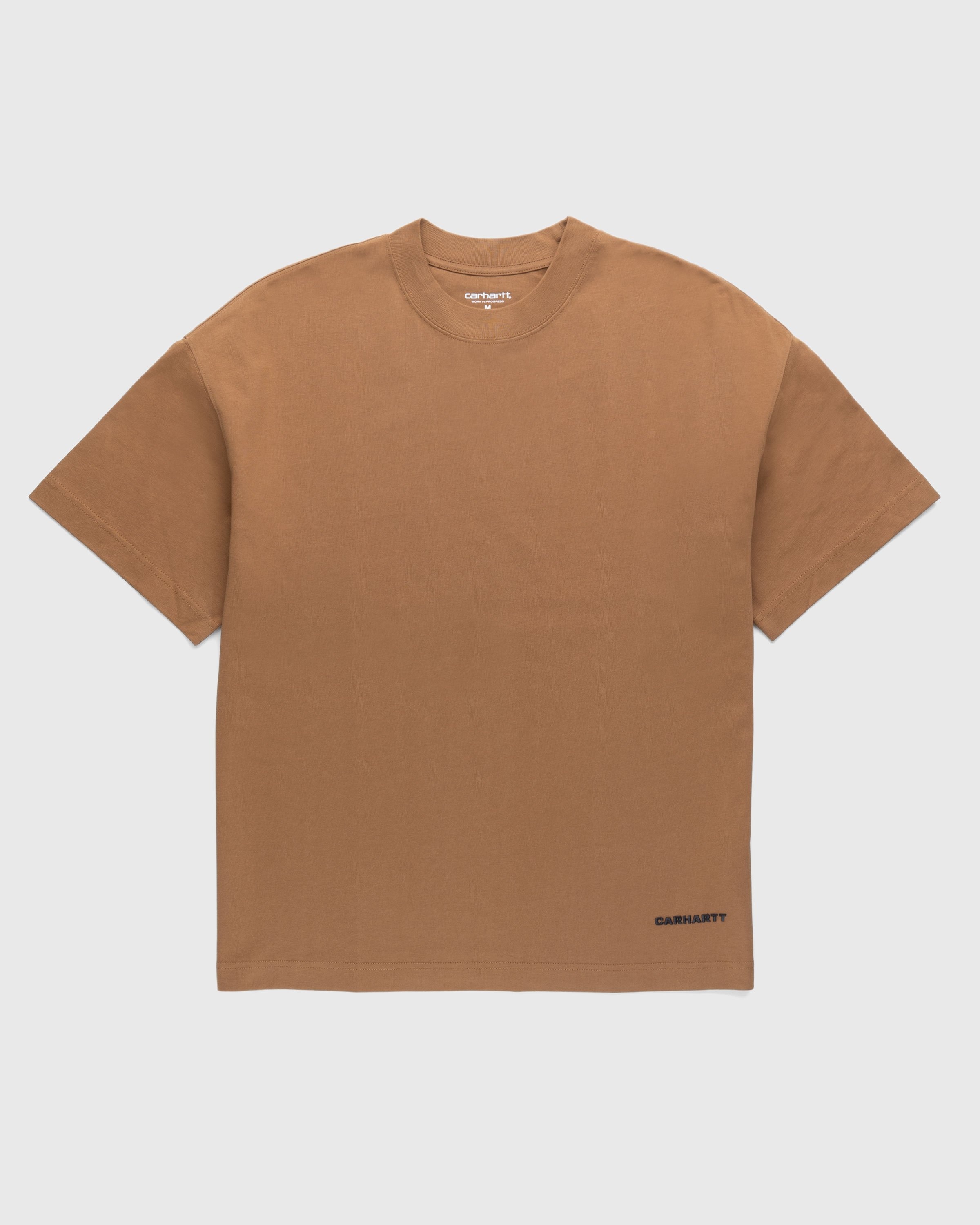 Carhartt WIP – Link Script T-Shirt Brown - Tops - Brown - Image 1