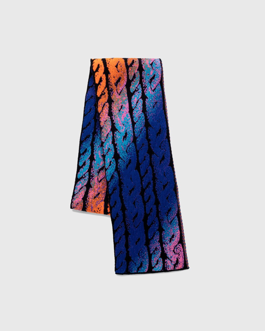 AGR – Merino Cable Rainbow Scarf Orange/Blue - Scarves - Multi - Image 2