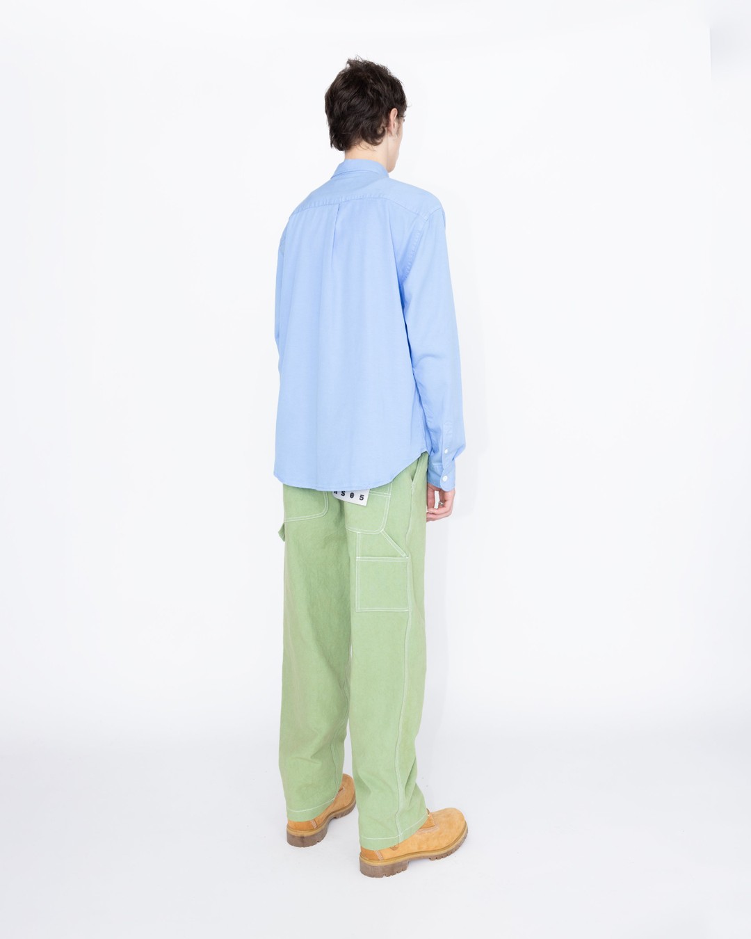 Highsnobiety HS05 – Garment-Dyed Peach Long-Sleeve Shirt Blue - Shirts - Blue - Image 4