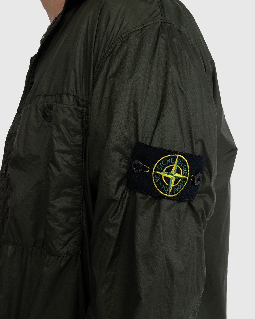 Stone Island – Coated Nylon Overshirt Olive - Shirts - Green - Image 5