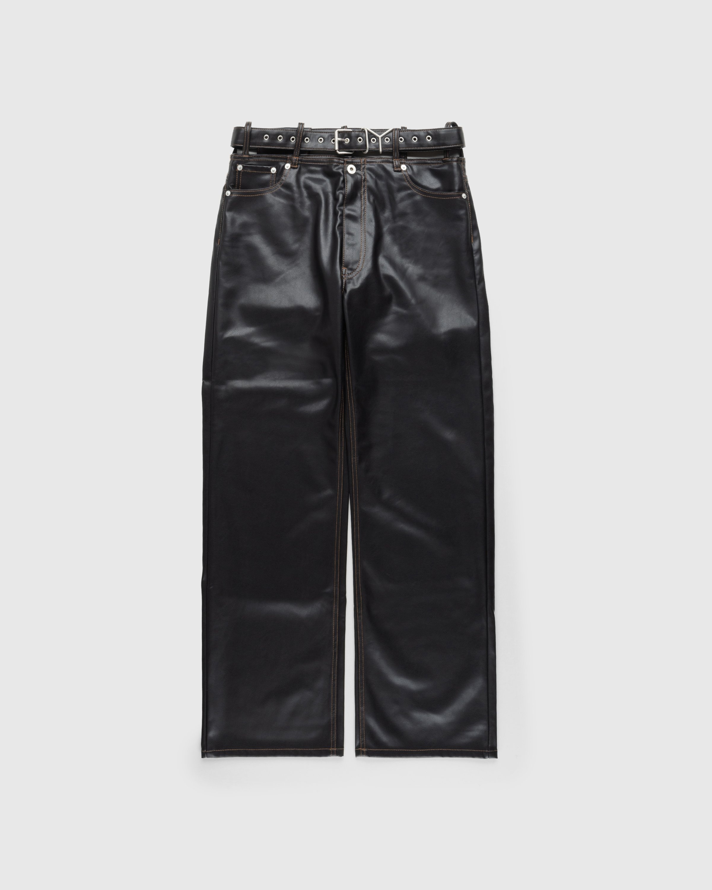 Y/Project – Y Belt Leather Pants Black - Pants - Black - Image 1