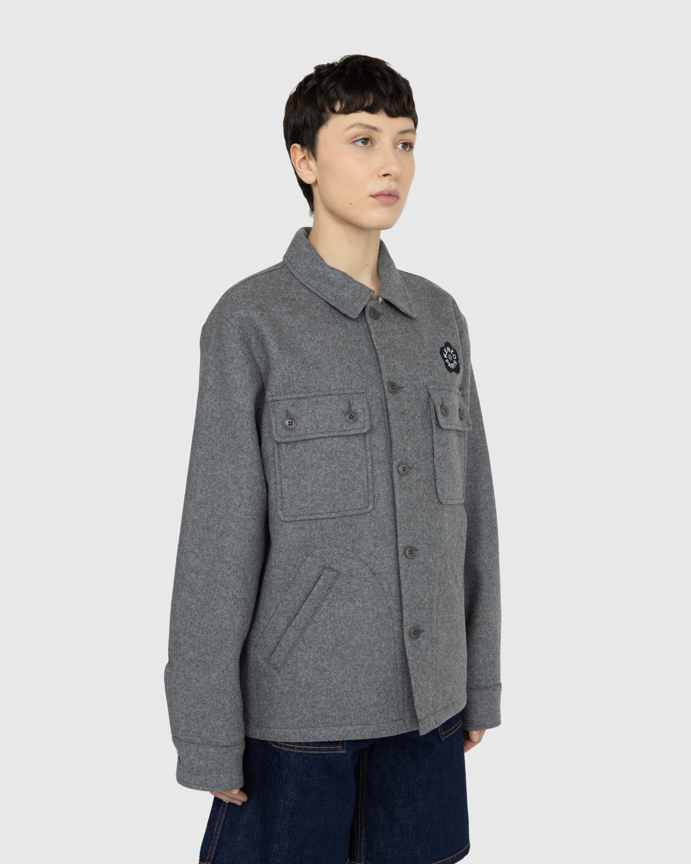 Kenzo – Wool ‘BOKE FLOWER 2.0’ Overshirt - Shirts - Grey - Image 3
