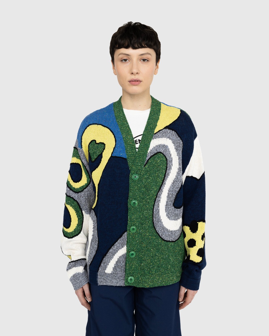 Kenzo – Wavy Stripe Wool Cardigan Midnight Blue - Knitwear - Blue - Image 2
