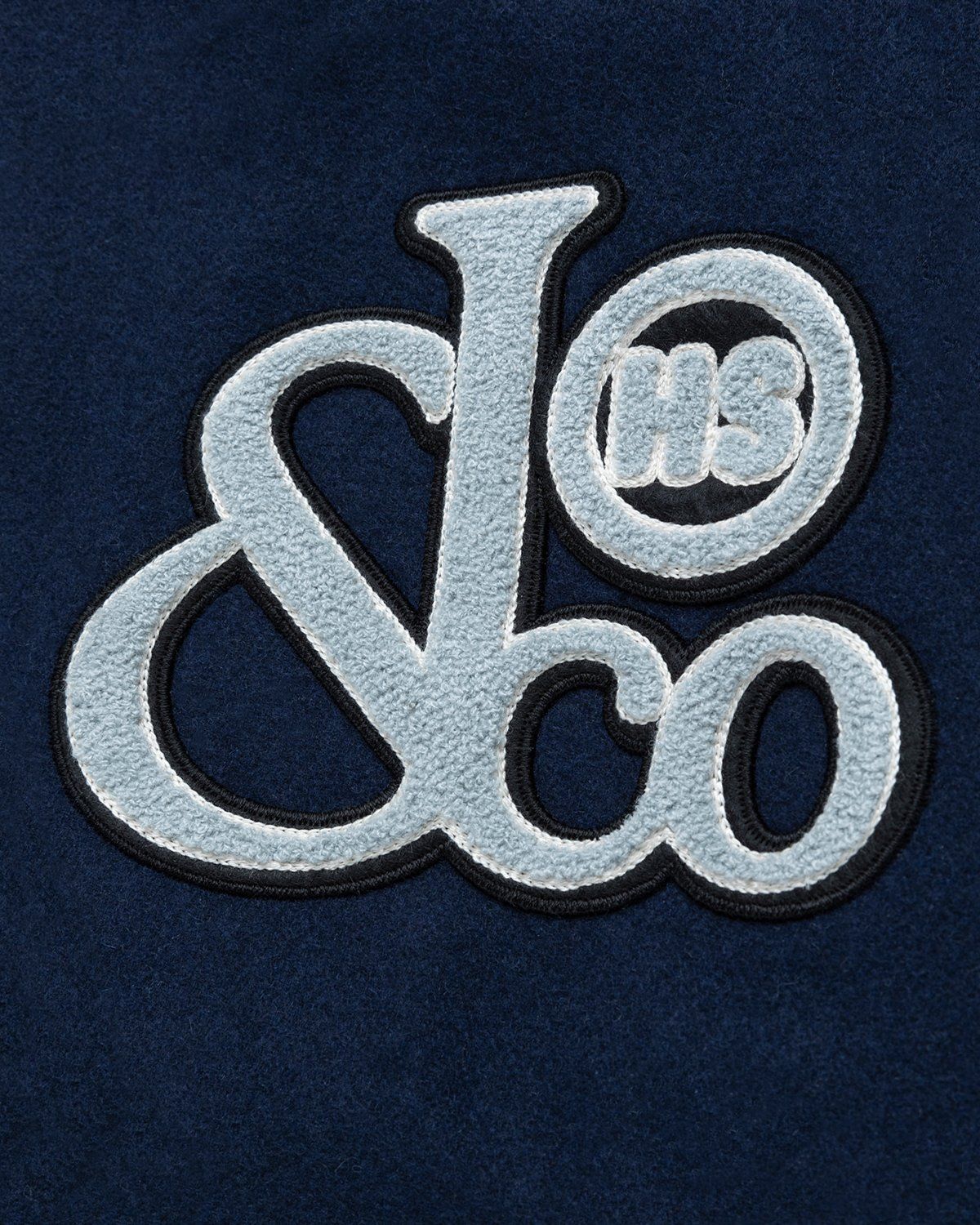 Jacob & Co. x Highsnobiety – Logo Varsity Jacket Navy Creme - Image 5