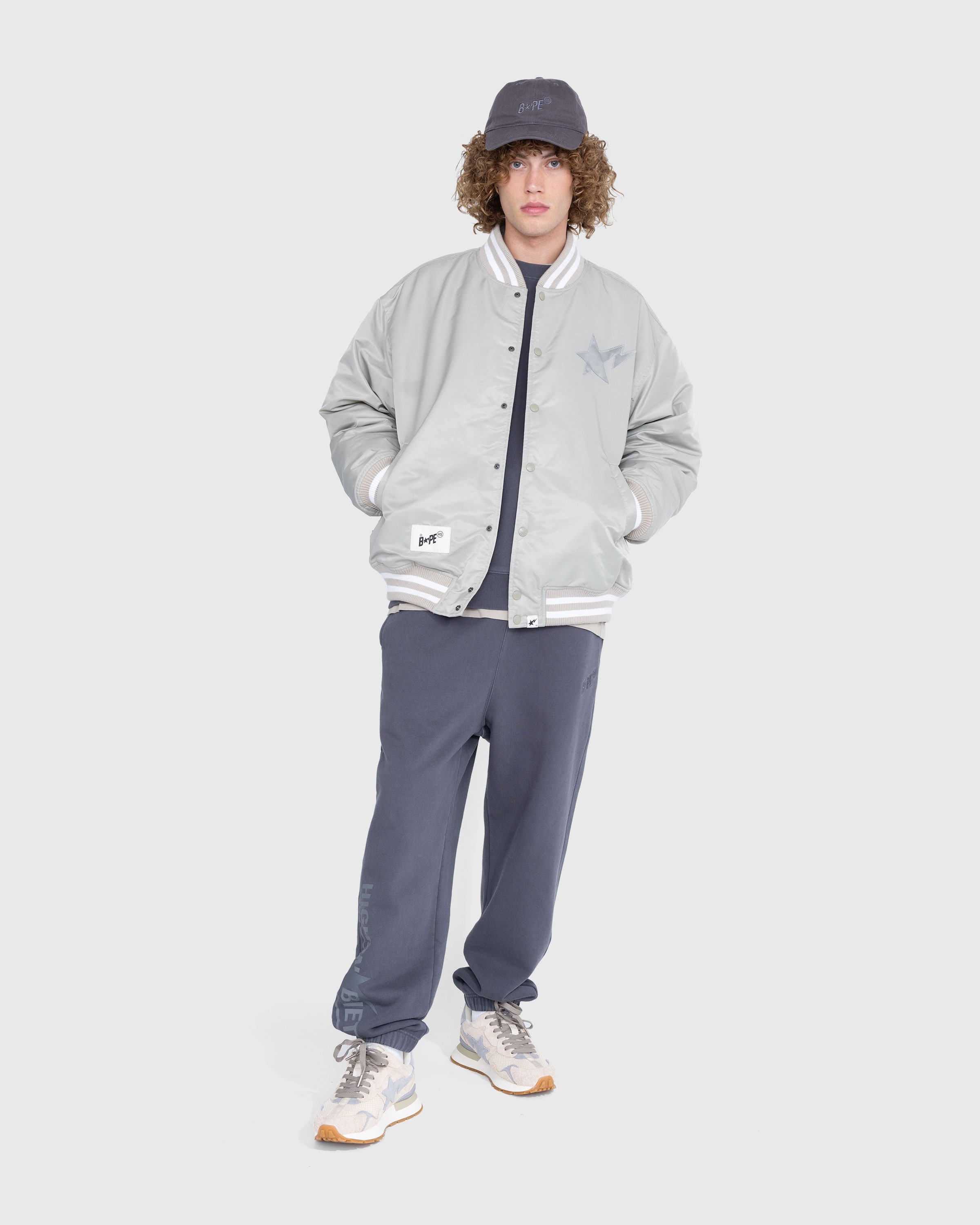 BAPE x Highsnobiety – Varsity Jacket Ivory - Outerwear - Grey - Image 5