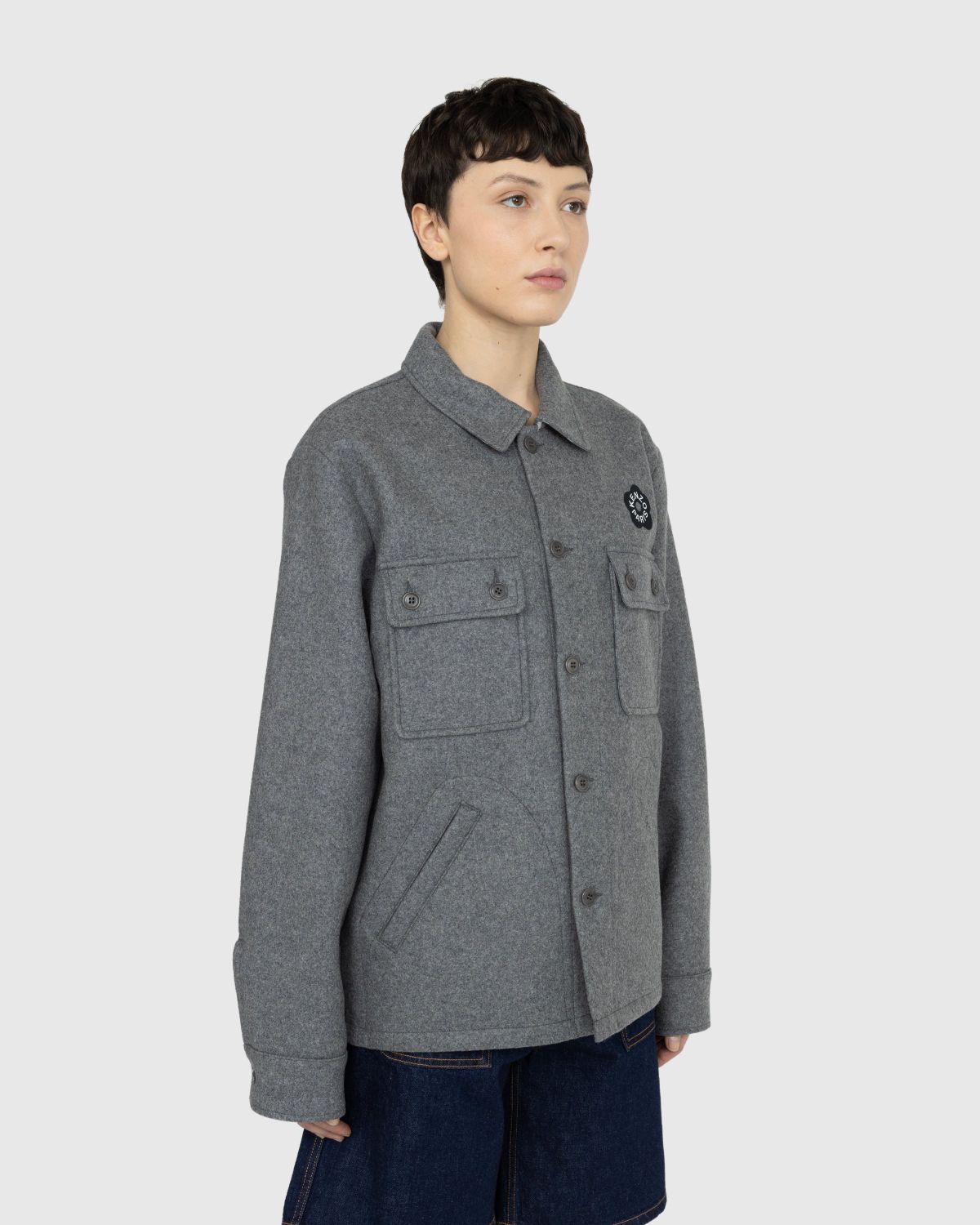 Kenzo – Wool ‘BOKE FLOWER 2.0’ Overshirt - Shirts - Grey - Image 3