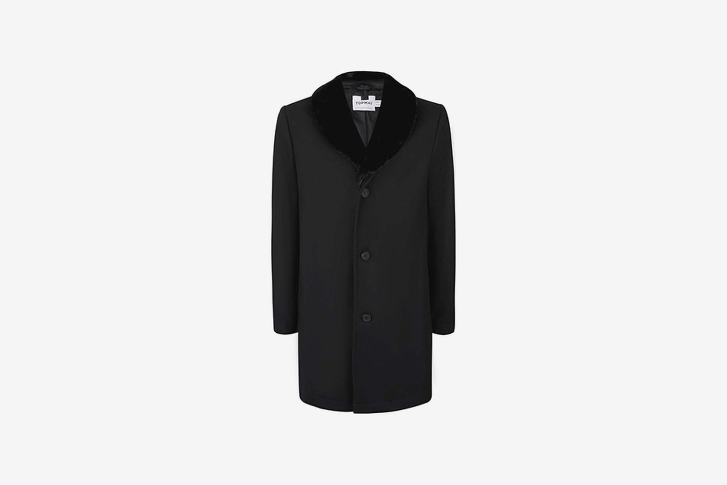 Wool Rich Faux Fur Collar Overcoat