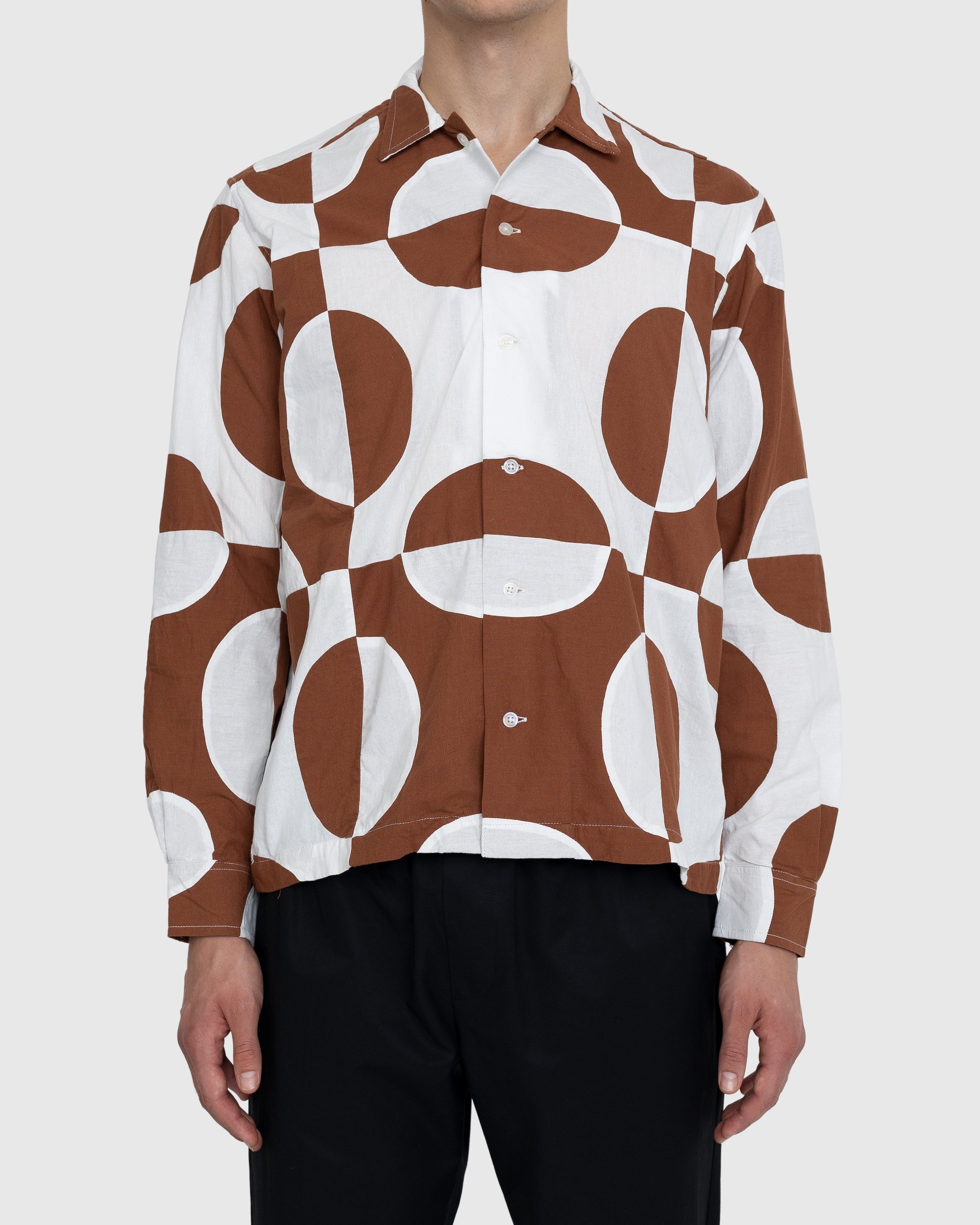 Bode – Duo Oval Patchwork Long-Sleeve Shirt Brown - Shirts - Multi - Image 2